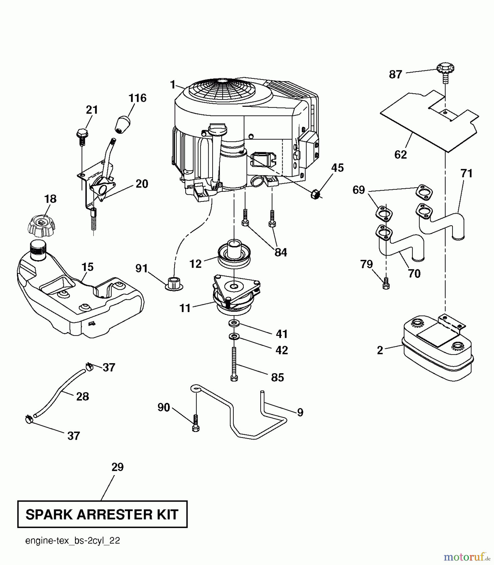  Husqvarna Rasen und Garten Traktoren YTH 22V42LS (96043011302) - Husqvarna Yard Tractor (2011-08 & After) ENGINE