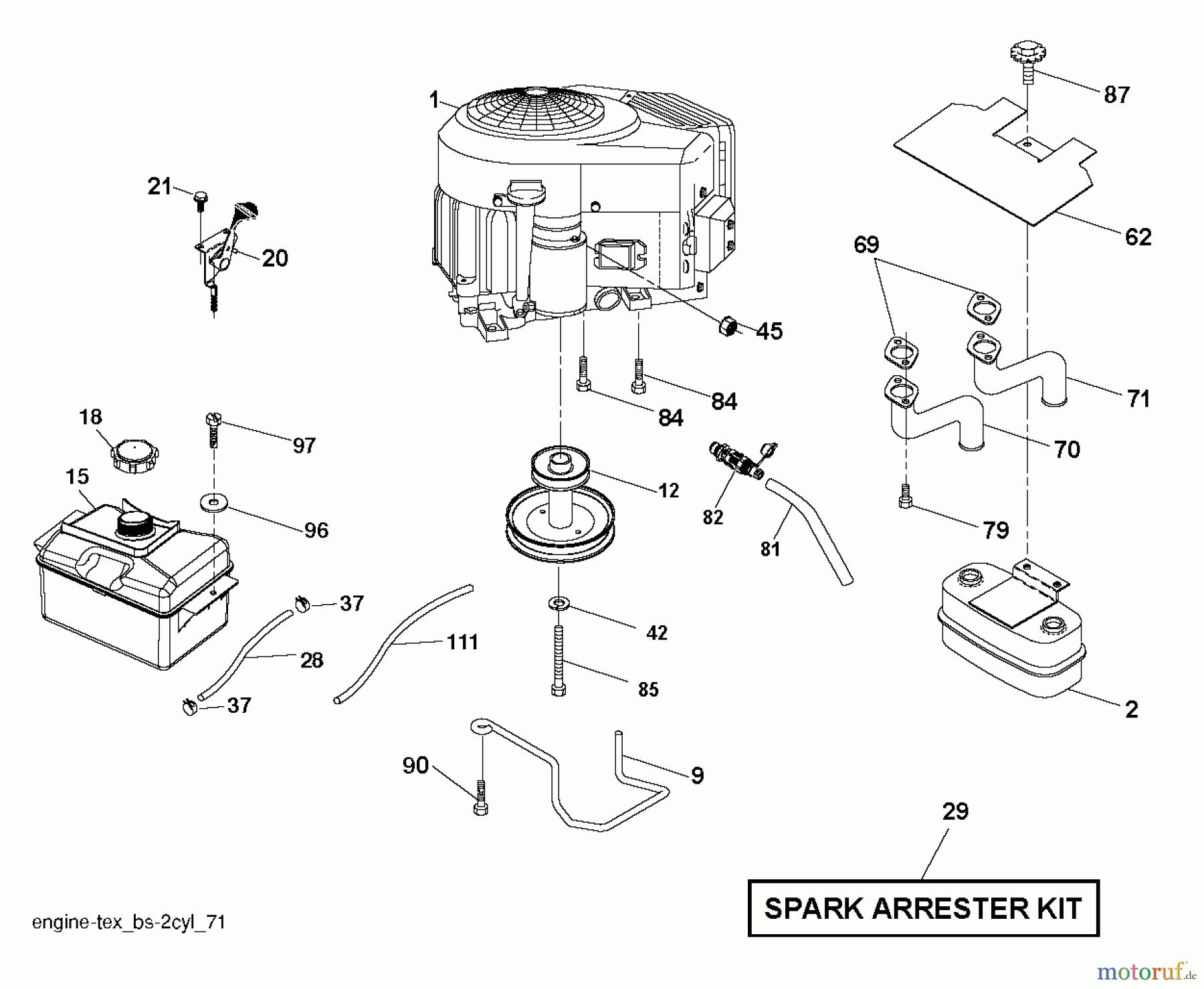  Husqvarna Rasen und Garten Traktoren YTH 22V46 (96045004500) - Husqvarna Yard Tractor (2013-08) ENGINE