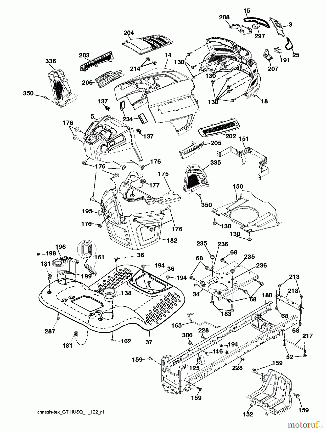  Husqvarna Rasen und Garten Traktoren YTH 22V46 (96045004800) - Husqvarna Yard Tractor (2013-09) CHASSIS / FRAME