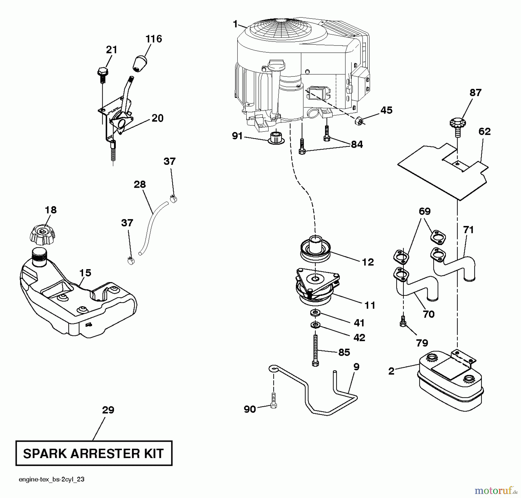 Husqvarna Rasen und Garten Traktoren YTH 22V46XLS (96043010301) - Husqvarna Yard Tractor (2012-02 & After) ENGINE