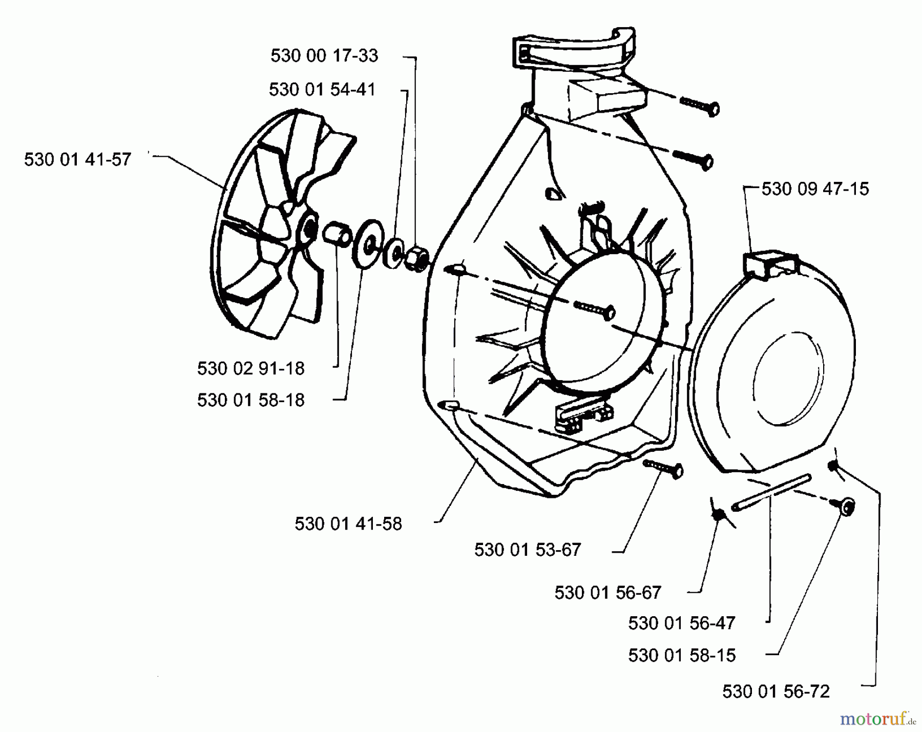  Husqvarna Bläser / Sauger / Häcksler / Mulchgeräte 132 HBV - Husqvarna Handheld Blower Vacuum (1991-11 to 1995-12) Housing / Impeller