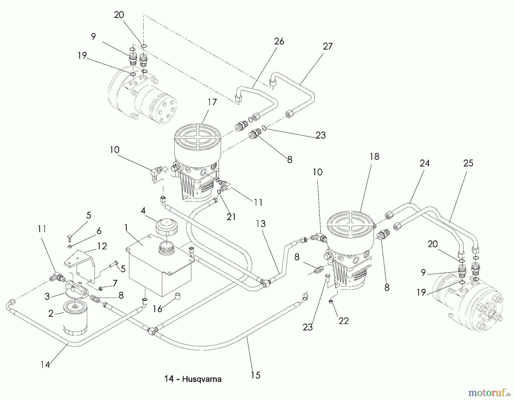  Husqvarna Rasen und Garten Traktoren YTH 2348 (96045000501) - Husqvarna Yard Tractor (2008-02 & After) Hydraulic Pump - Motor