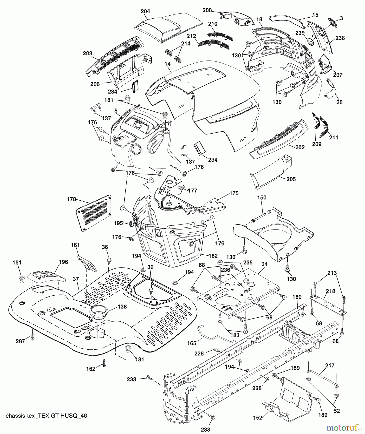  Husqvarna Rasen und Garten Traktoren YTH 2348 (96045000503) - Husqvarna Yard Tractor (2009-02 & After) Chassis