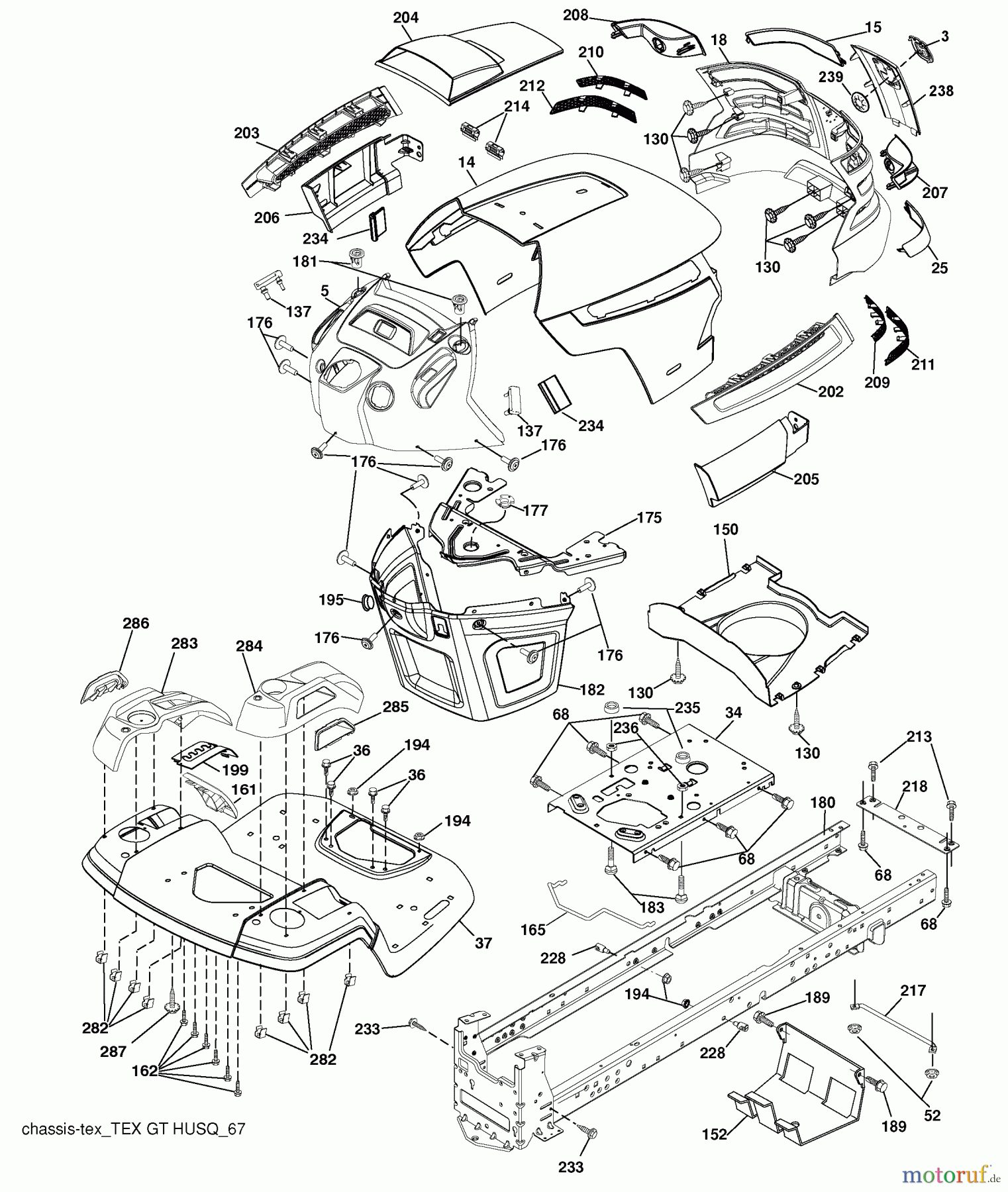  Husqvarna Rasen und Garten Traktoren YTH 23V48 (96043008601) - Husqvarna Yard Tractor (2010-04 to 2010-06) Chassis