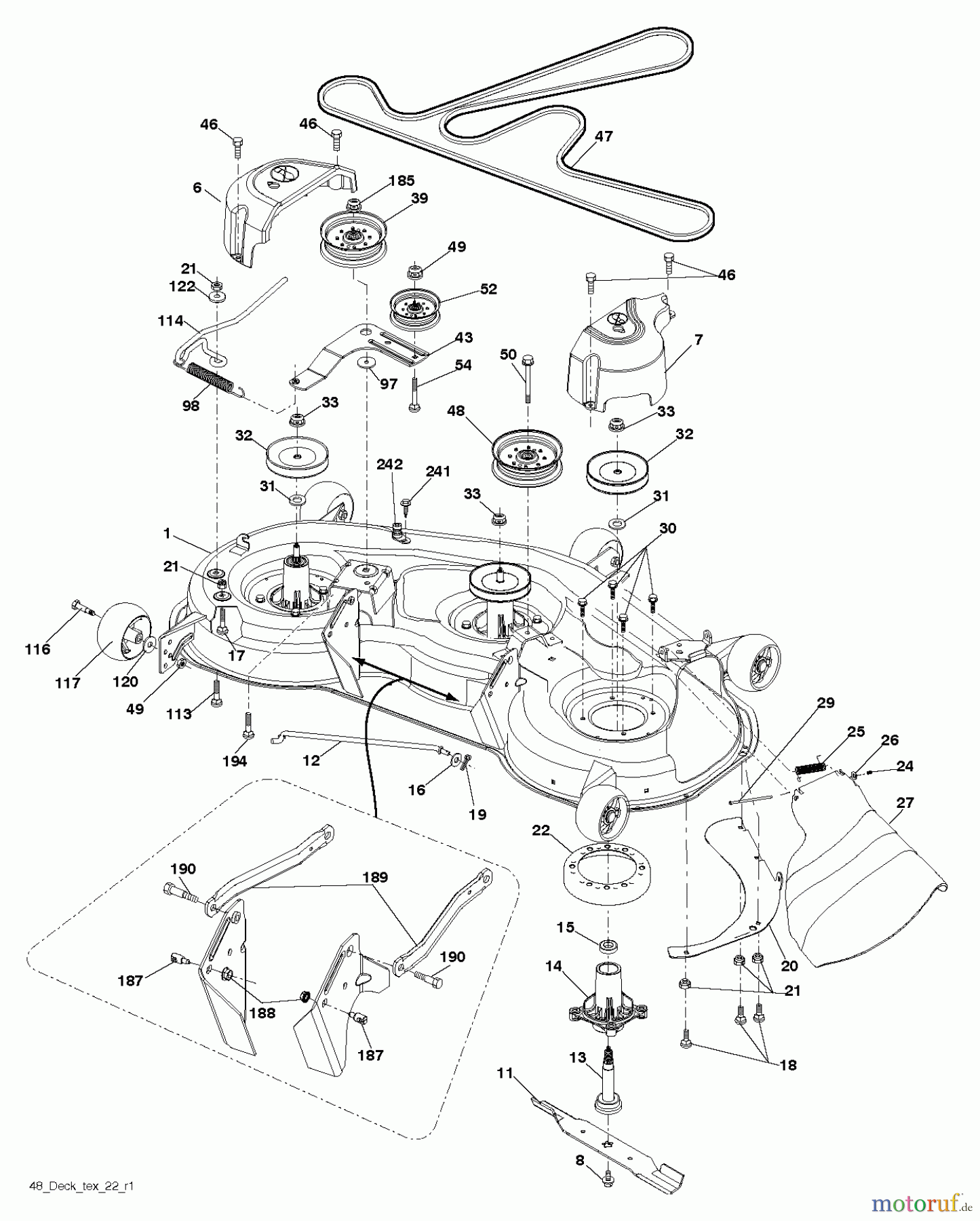  Poulan / Weed Eater Rasen und Gartentraktoren PB23H48YT (96042012604) - Poulan Pro Lawn Tractor (2013-04) MOWER DECK / CUTTING DECK