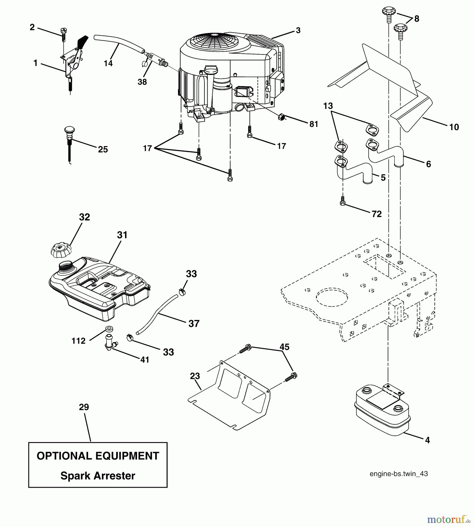  Husqvarna Rasen und Garten Traktoren YTH 2448 (96015000100) - Husqvarna Yard Tractor (2005-03 & After) Engine