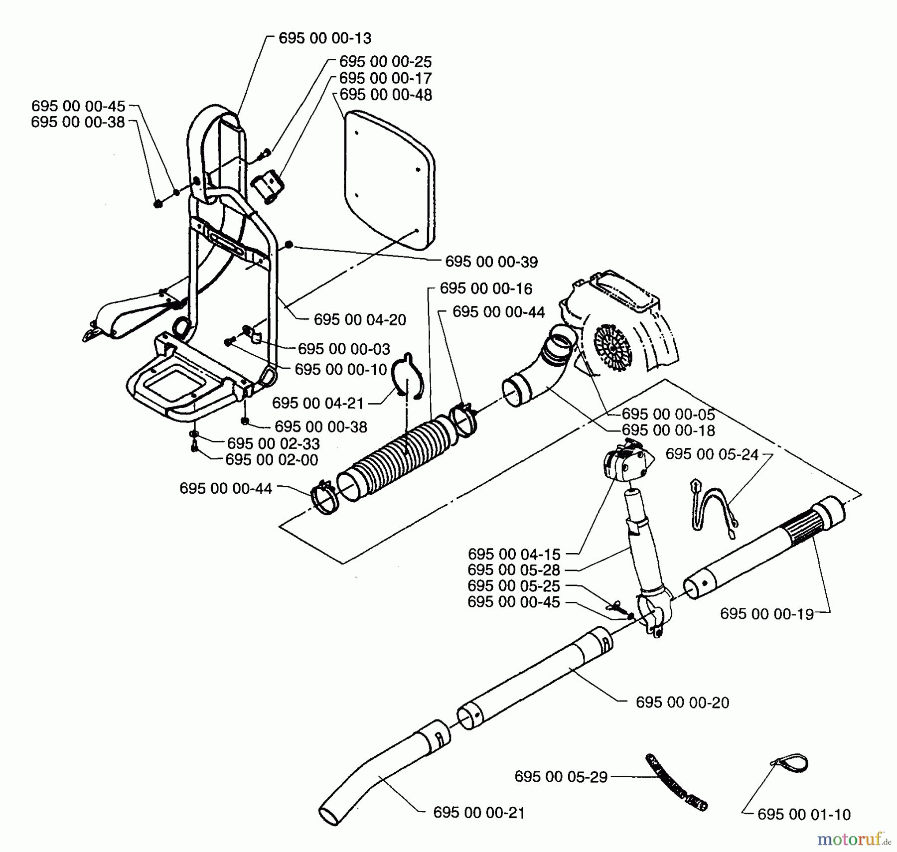  Husqvarna Bläser / Sauger / Häcksler / Mulchgeräte 145 B - Husqvarna Backpack Blower (1997-04 & After) Frame Assembly