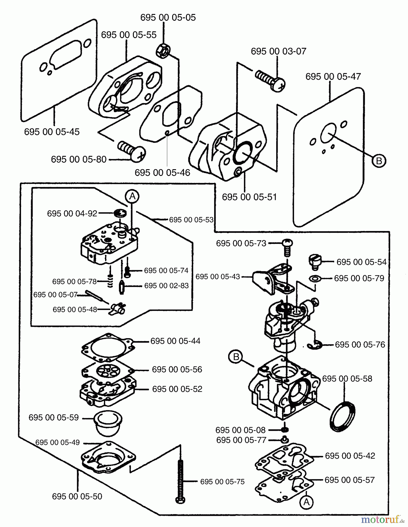  Husqvarna Bläser / Sauger / Häcksler / Mulchgeräte 145 BF - Husqvarna Backpack Blower (1997-07 & After) Carburetor