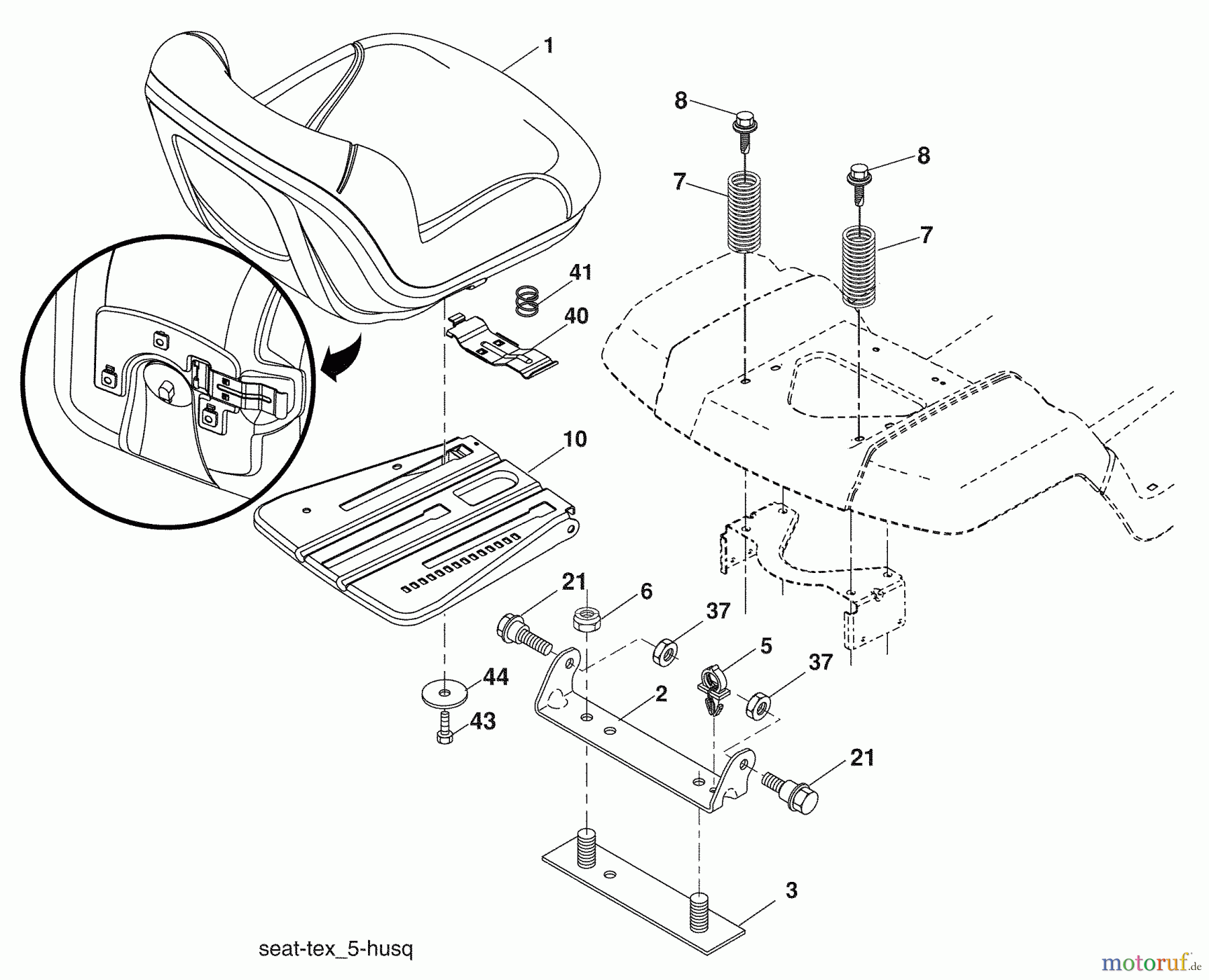Husqvarna Rasen und Garten Traktoren YTH 2454 (96043002204) - Husqvarna Yard Tractor (2006-09 & After) Seat Assembly