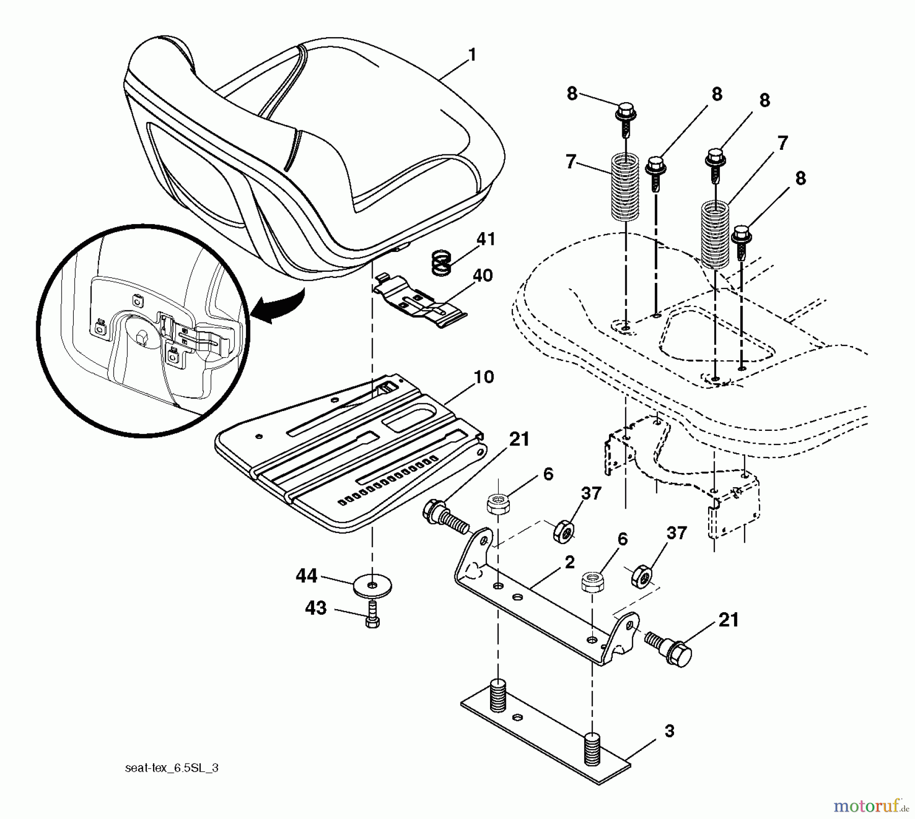  Husqvarna Rasen und Garten Traktoren YT42XLS (96048006400) - Husqvarna Yard Tractor (2013-09) SEAT