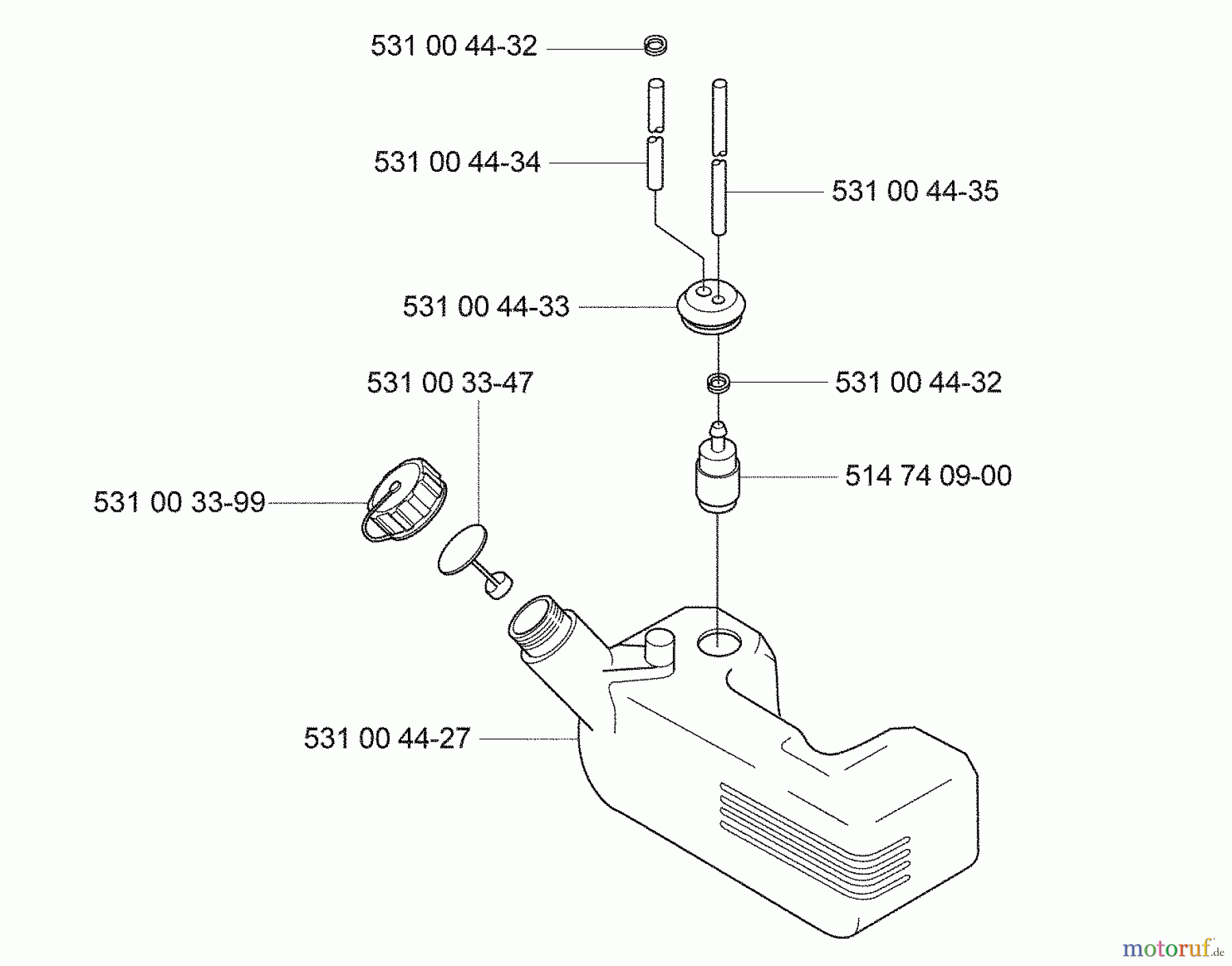  Husqvarna Bläser / Sauger / Häcksler / Mulchgeräte 145 BT - Husqvarna Backpack Blower (2005-08 & After) Fuel Tank