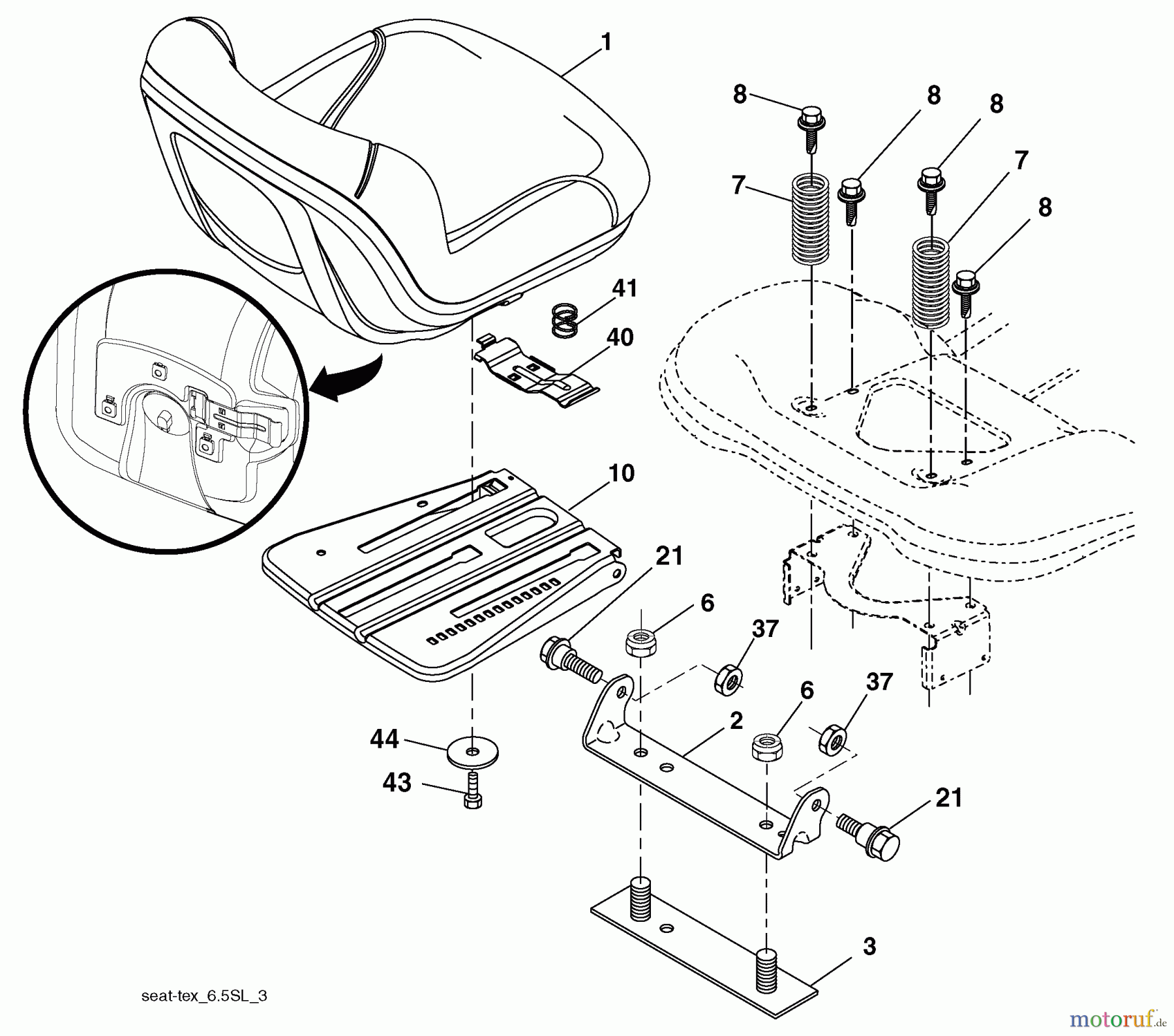 Husqvarna Rasen und Garten Traktoren YTH 24V54 (96043009301) - Husqvarna Yard Tractor (2010-04 & After) Seat Assembly