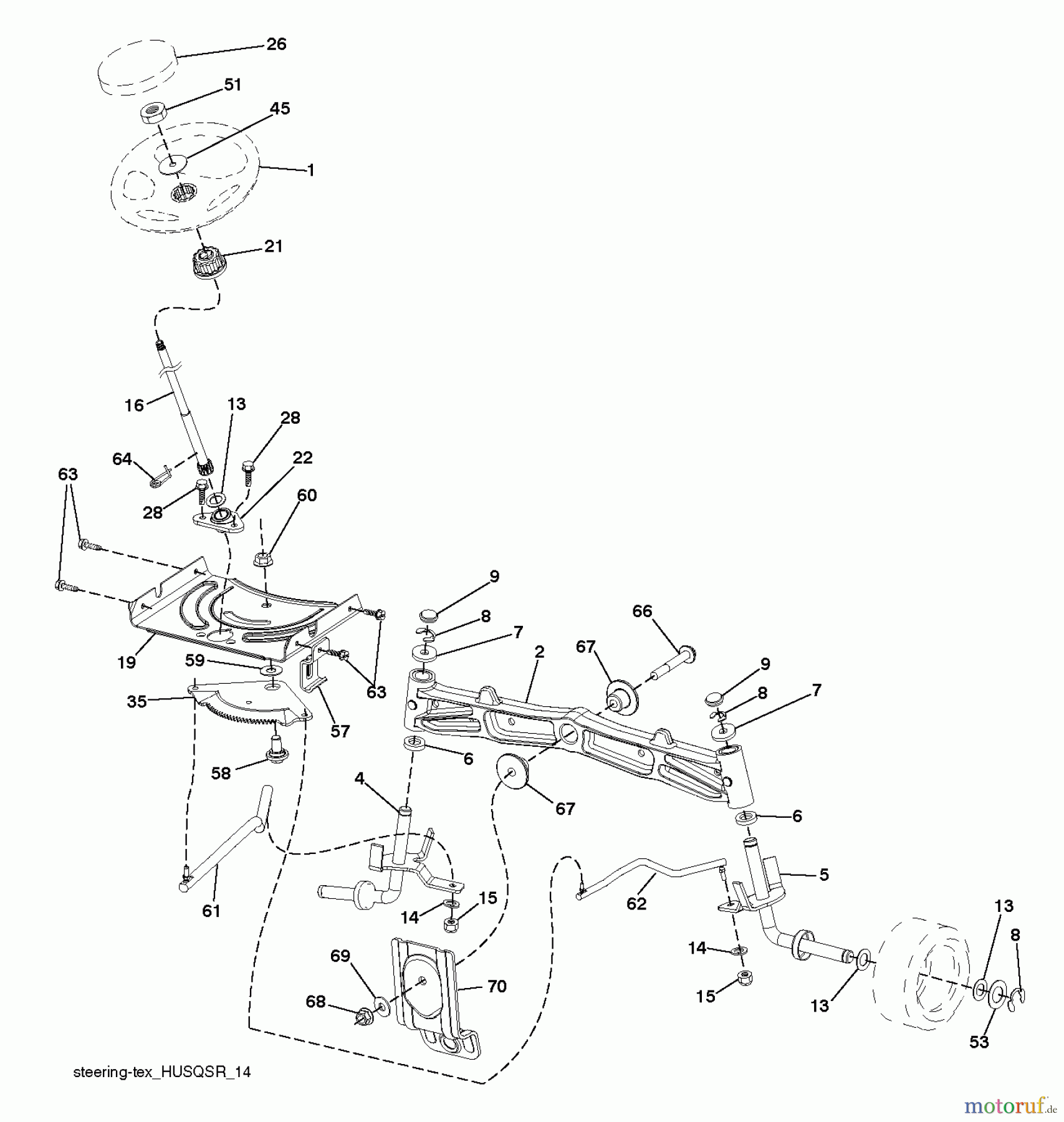  Husqvarna Rasen und Garten Traktoren YTH 26V54 (96043011102) - Husqvarna Yard Tractor (2011-08 & After) STEERING