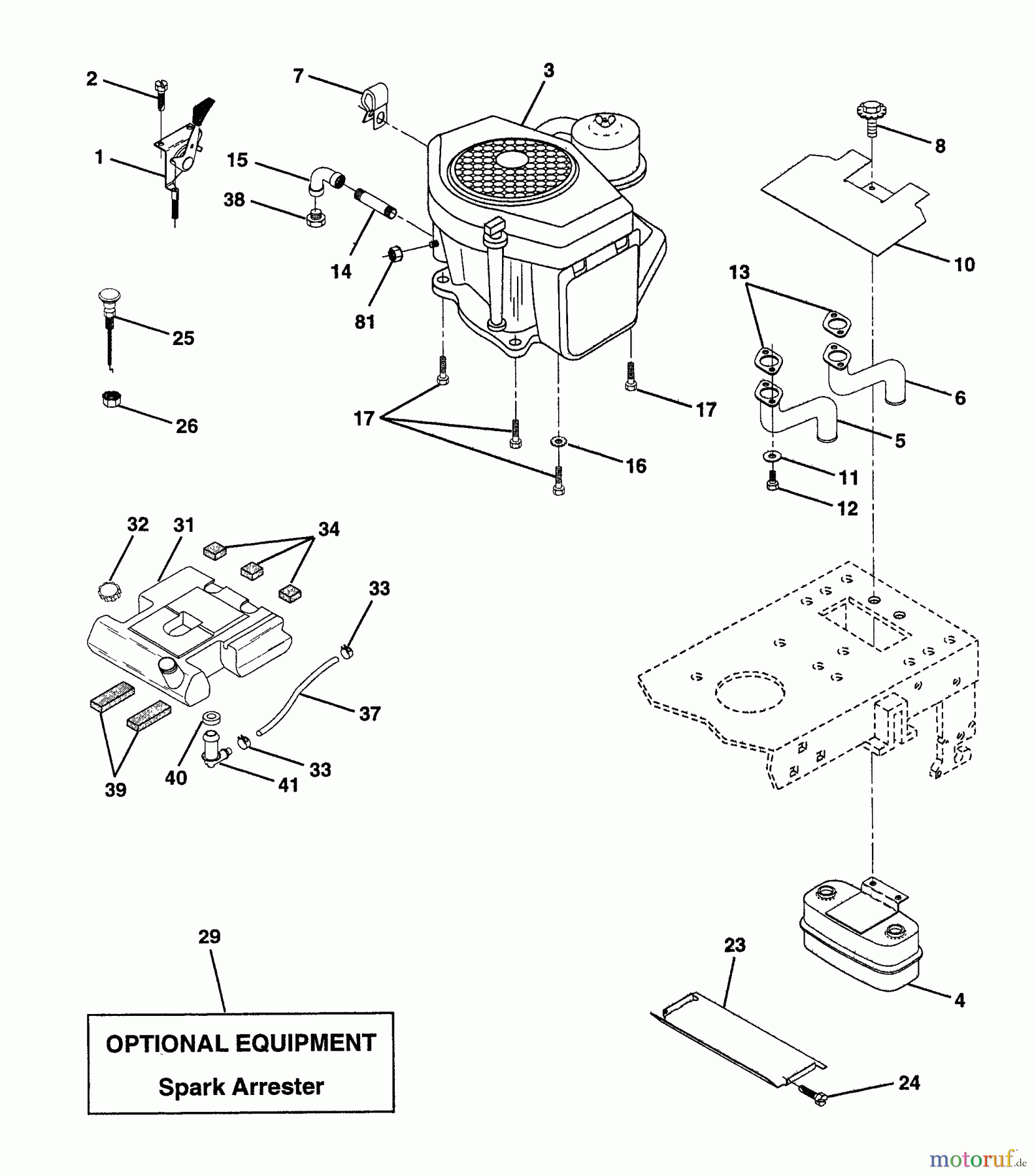  Husqvarna Rasen und Garten Traktoren YTHK 180 (HCYTHK180A) - Husqvarna Yard Tractor (1996-01 & After) Engine