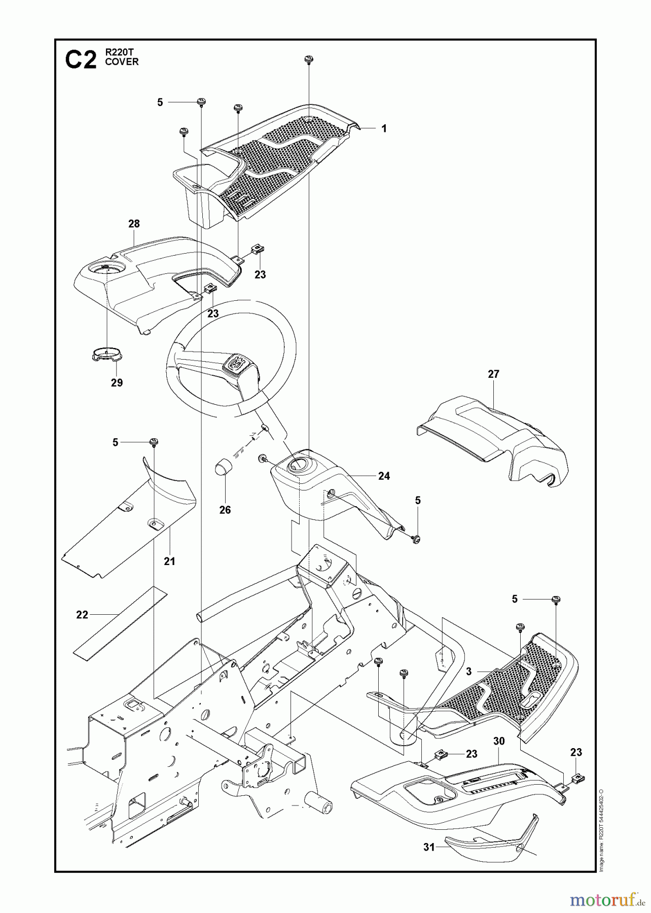  Husqvarna Reitermäher, Motor hinten Rider 220T (966785701) - Husqvarna Rear-Engine Rider (2012-03 & After) COVER