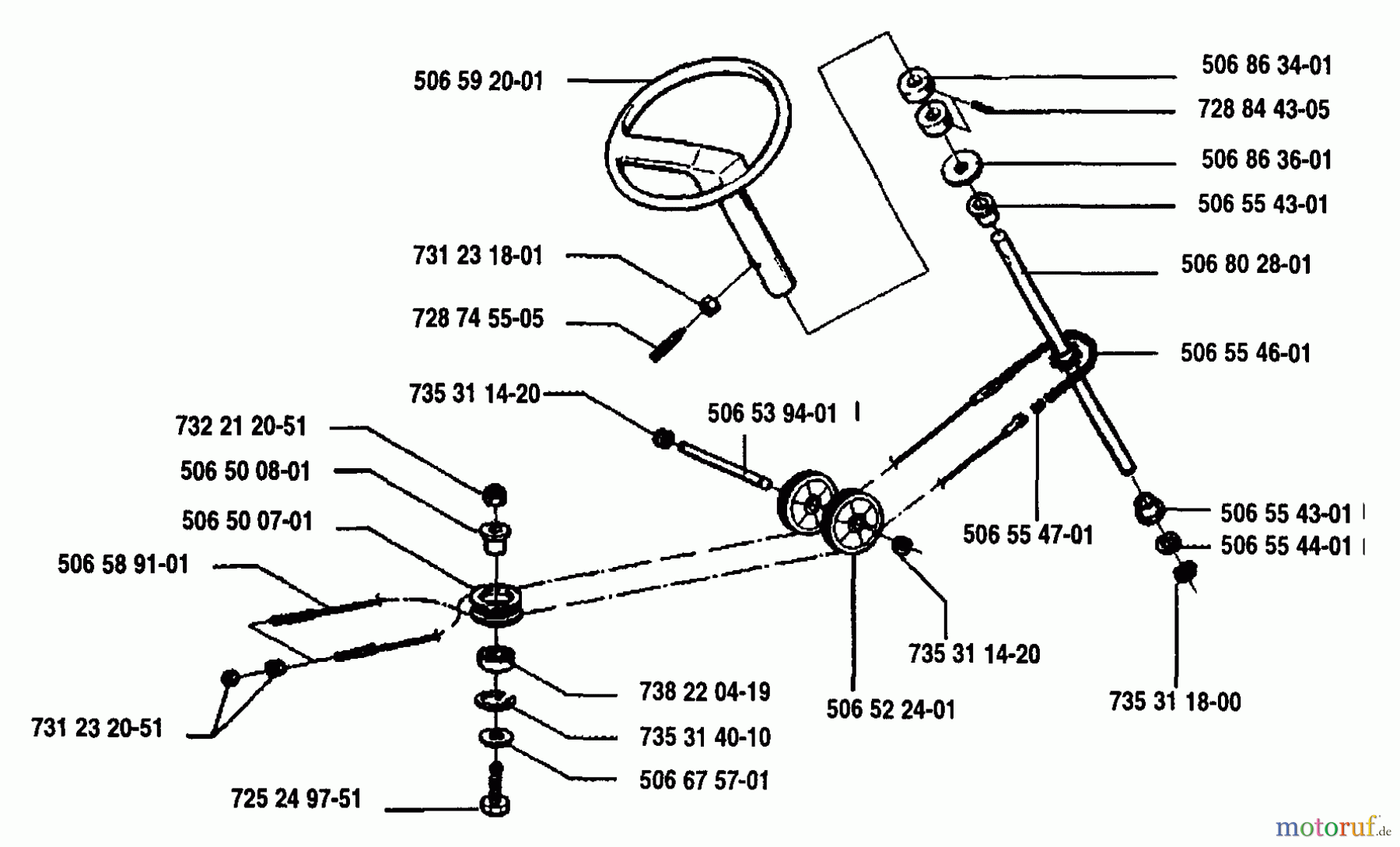  Husqvarna Reitermäher, Motor hinten Rider 970 5 K - Husqvarna Swedish Rider (1993-05 & After) Steering Assembly