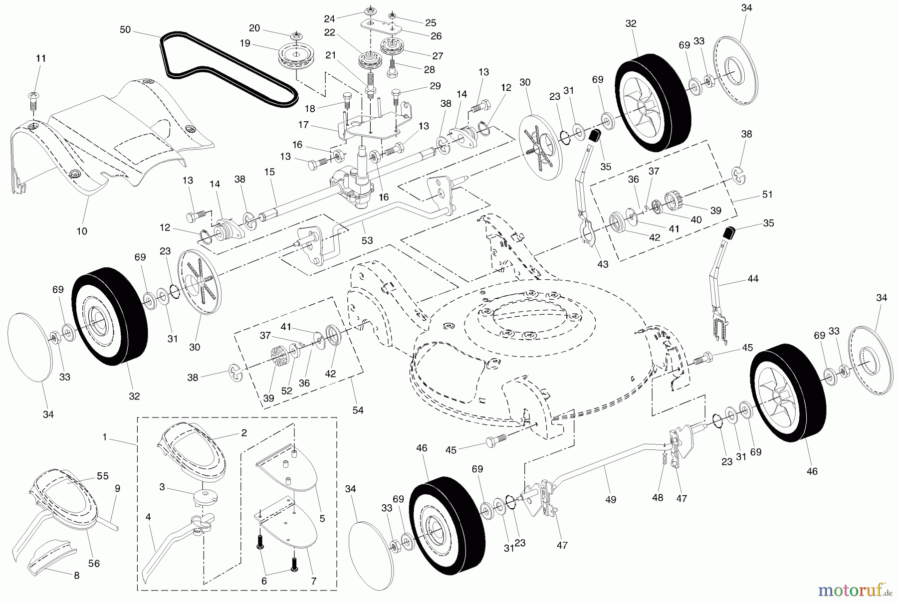  Husqvarna Rasenmäher 55B21 HVB (954223227) - Husqvarna Walk-Behind Mower (2003-12 & After) Drive Assembly