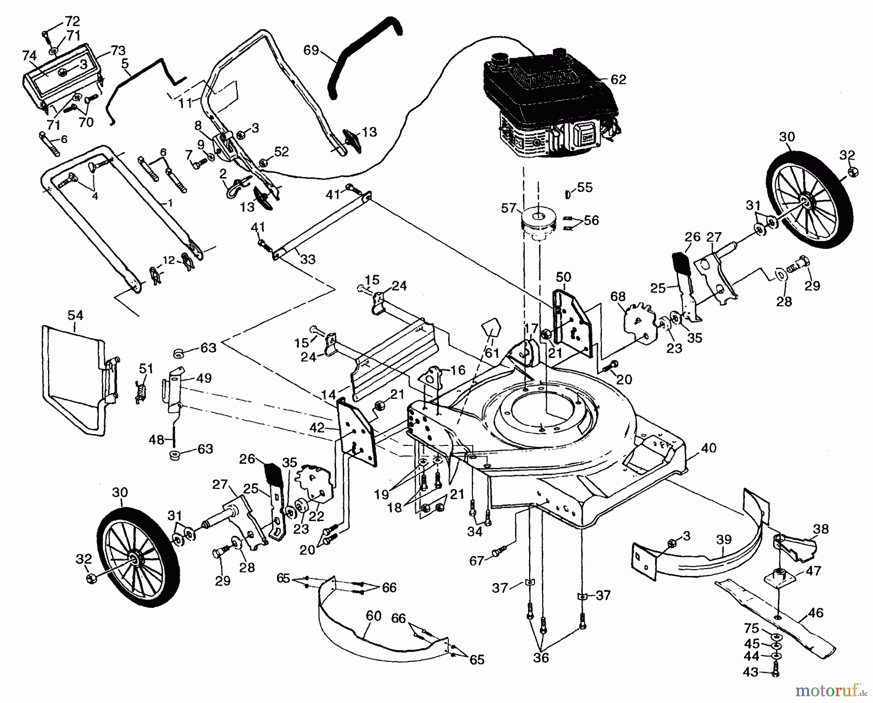  Husqvarna Rasenmäher 56 CS (954069001A) - Husqvarna Walk-Behind Mower (1994-07 & After) Repair Parts (A)