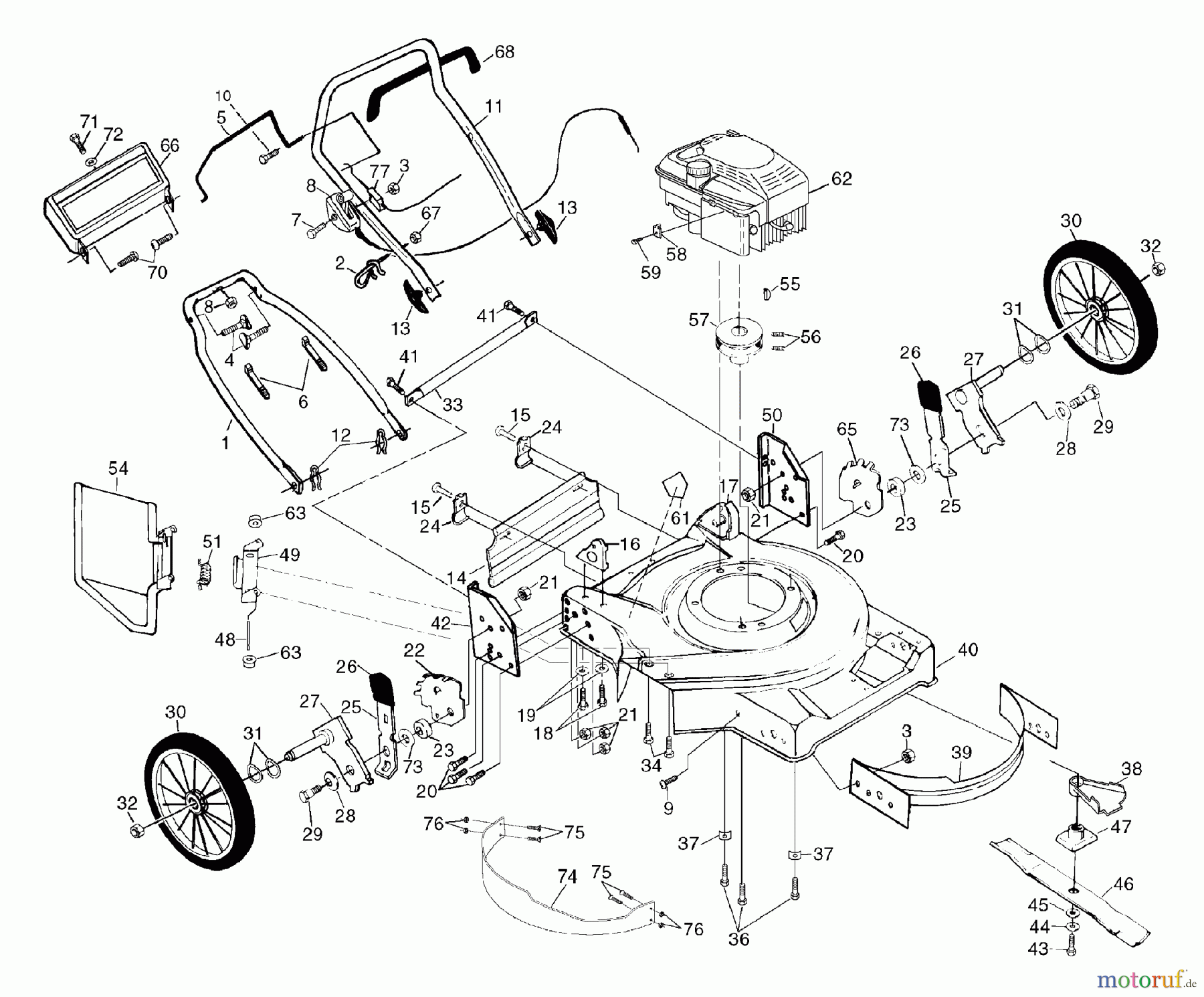  Husqvarna Rasenmäher 56 DHS (954069101A) - Husqvarna Walk-Behind Mower (1994-01 to 1995-03) General Assembly