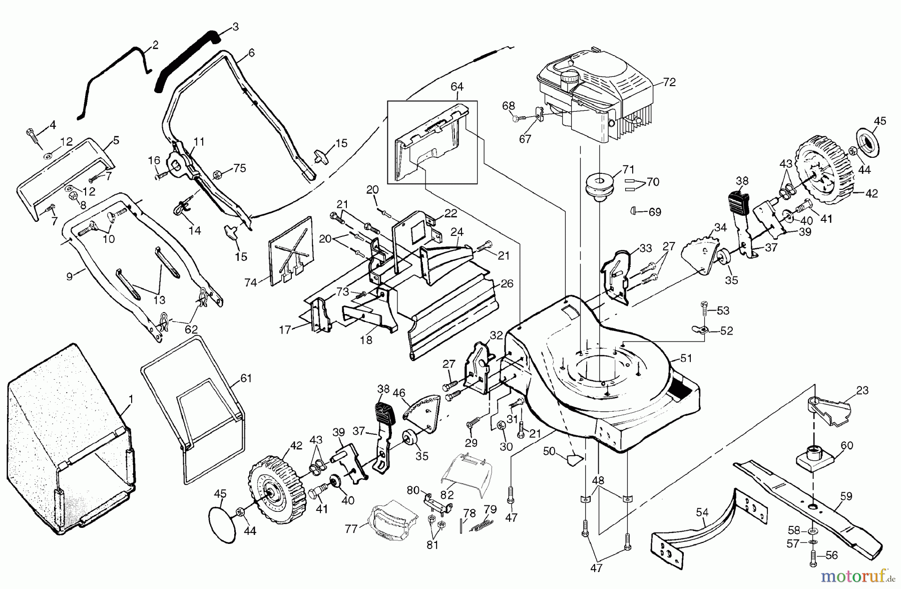  Husqvarna Rasenmäher 56 SF (954077101A) - Husqvarna Walk-Behind Mower (1995-10 & After) General Assembly