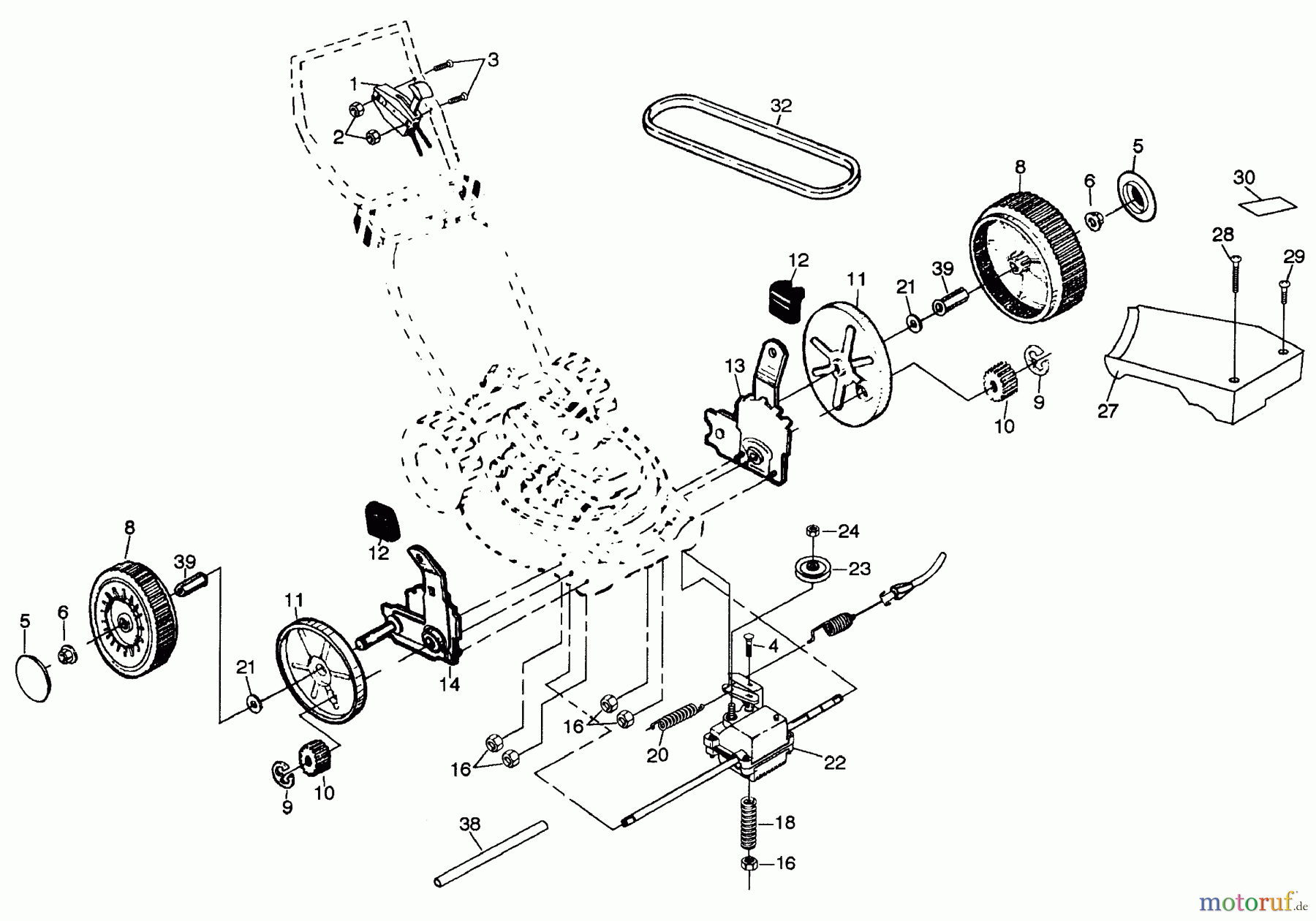  Husqvarna Rasenmäher 56 SF (H56 SFH) - Husqvarna Walk-Behind Mower (1996-02 & After) Drive Assembly