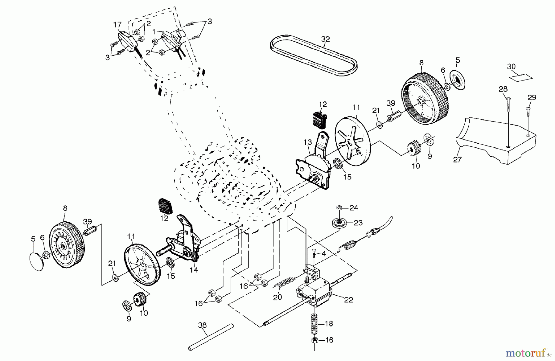  Husqvarna Rasenmäher 56 SFE (954076401A) - Husqvarna Walk-Behind Mower (1995-09 & After) Drive Assembly