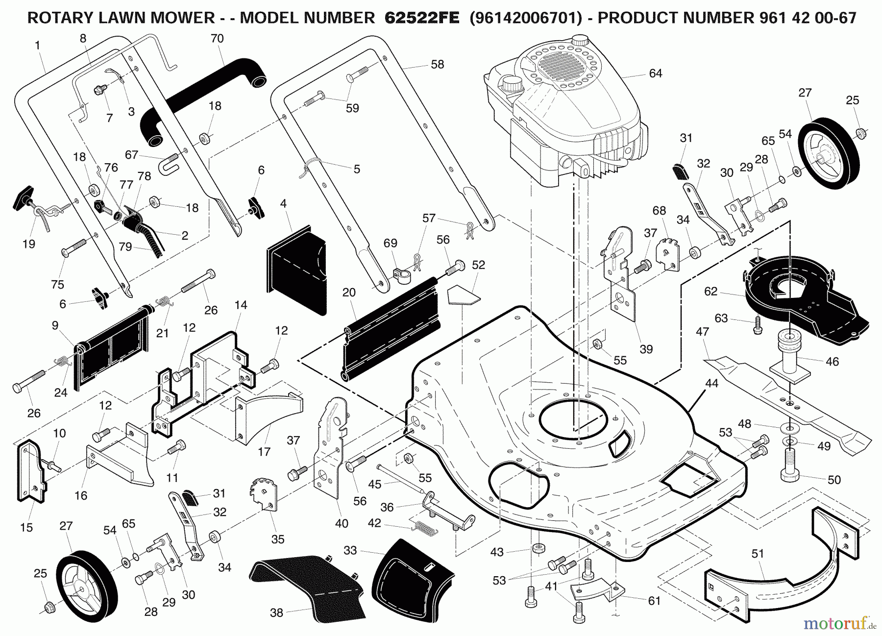  Husqvarna Rasenmäher 62522 FE (96142006701) - Husqvarna Walk-Behind Mower (2009-03 & After) Repair Parts #1