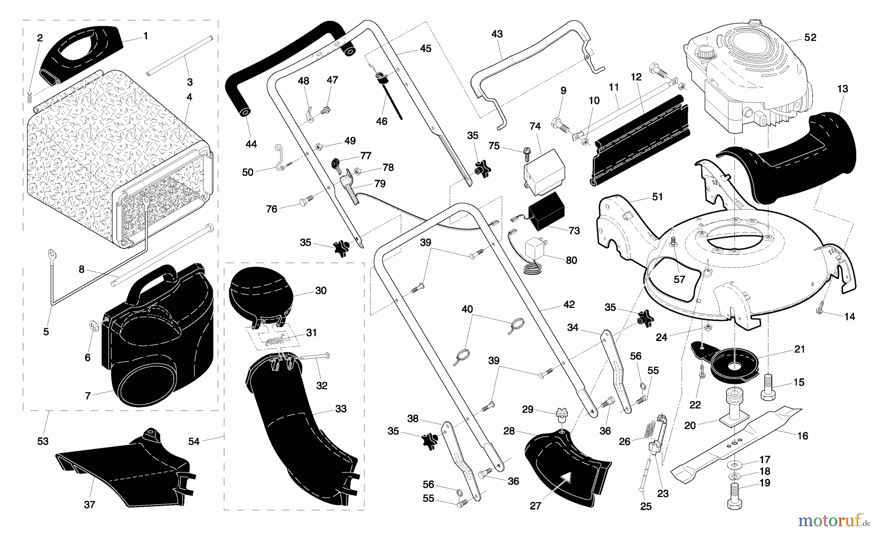  Husqvarna Rasenmäher 67521 HVE (96143001100) - Husqvarna Walk-Behind Mower (2005-01 & After) Handle & Deck Assembly