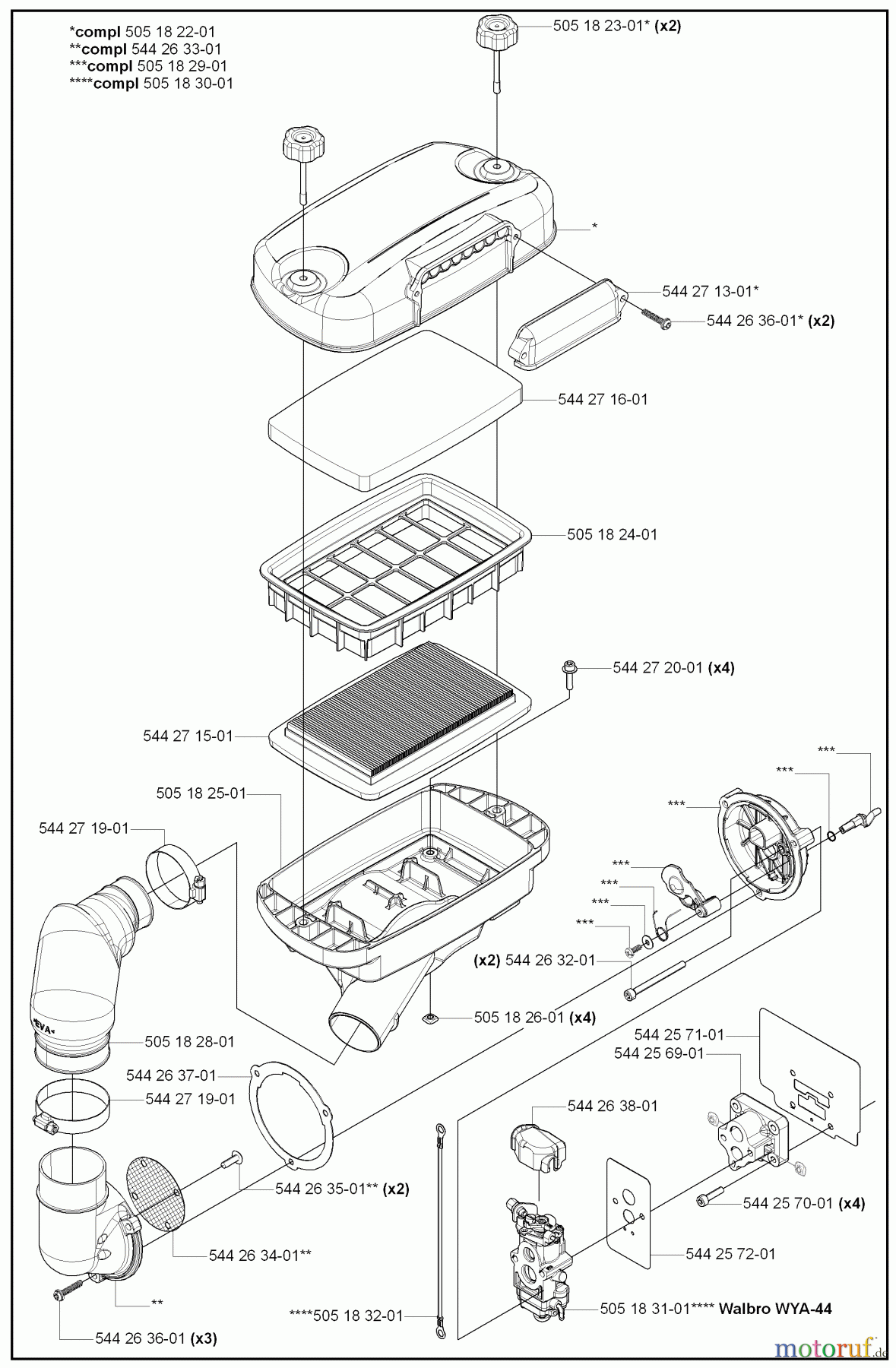  Husqvarna Bläser / Sauger / Häcksler / Mulchgeräte 180 BT - Husqvarna Backpack Blower (2008-02 to 2008-09) Air Filter / Intake / Carburetor