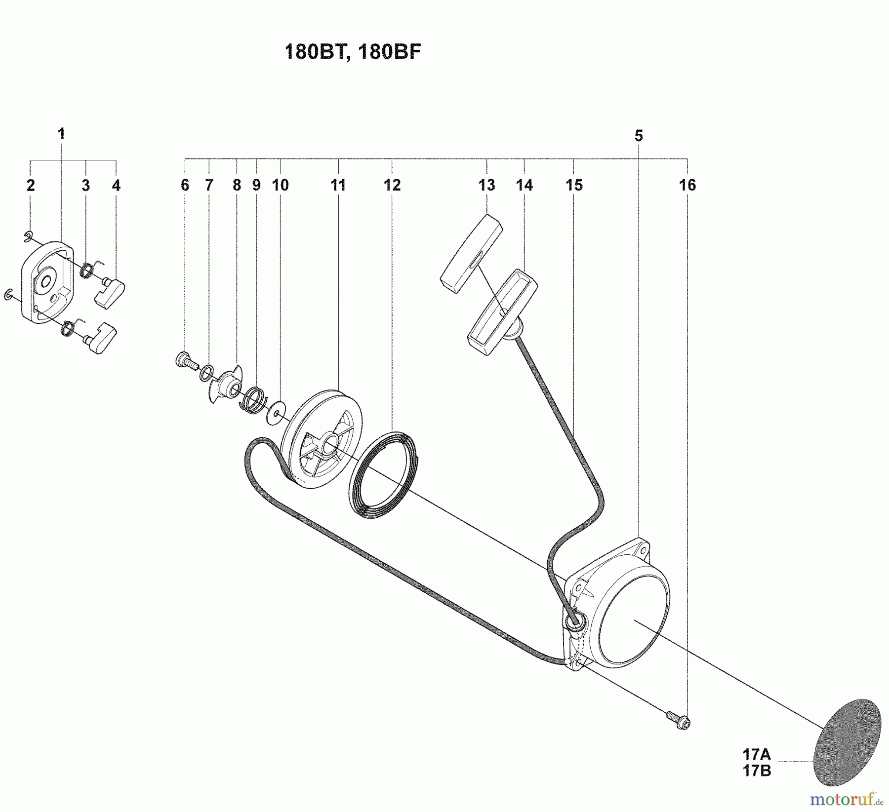  Husqvarna Bläser / Sauger / Häcksler / Mulchgeräte 180 BF - Husqvarna Backpack Blower (2008-10 & After) Starter Assembly