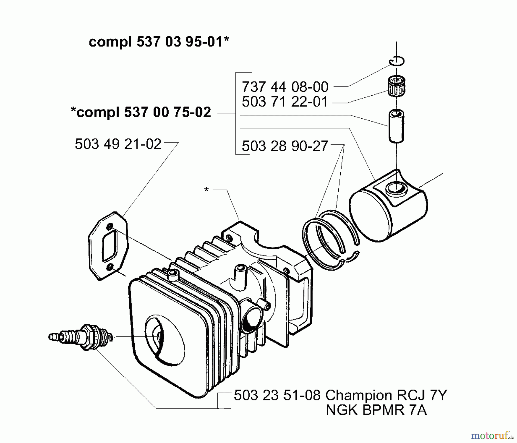  Husqvarna Bläser / Sauger / Häcksler / Mulchgeräte 225 B - Husqvarna Handheld Blower (2001-06 to 2006-08) Piston / Cylinder