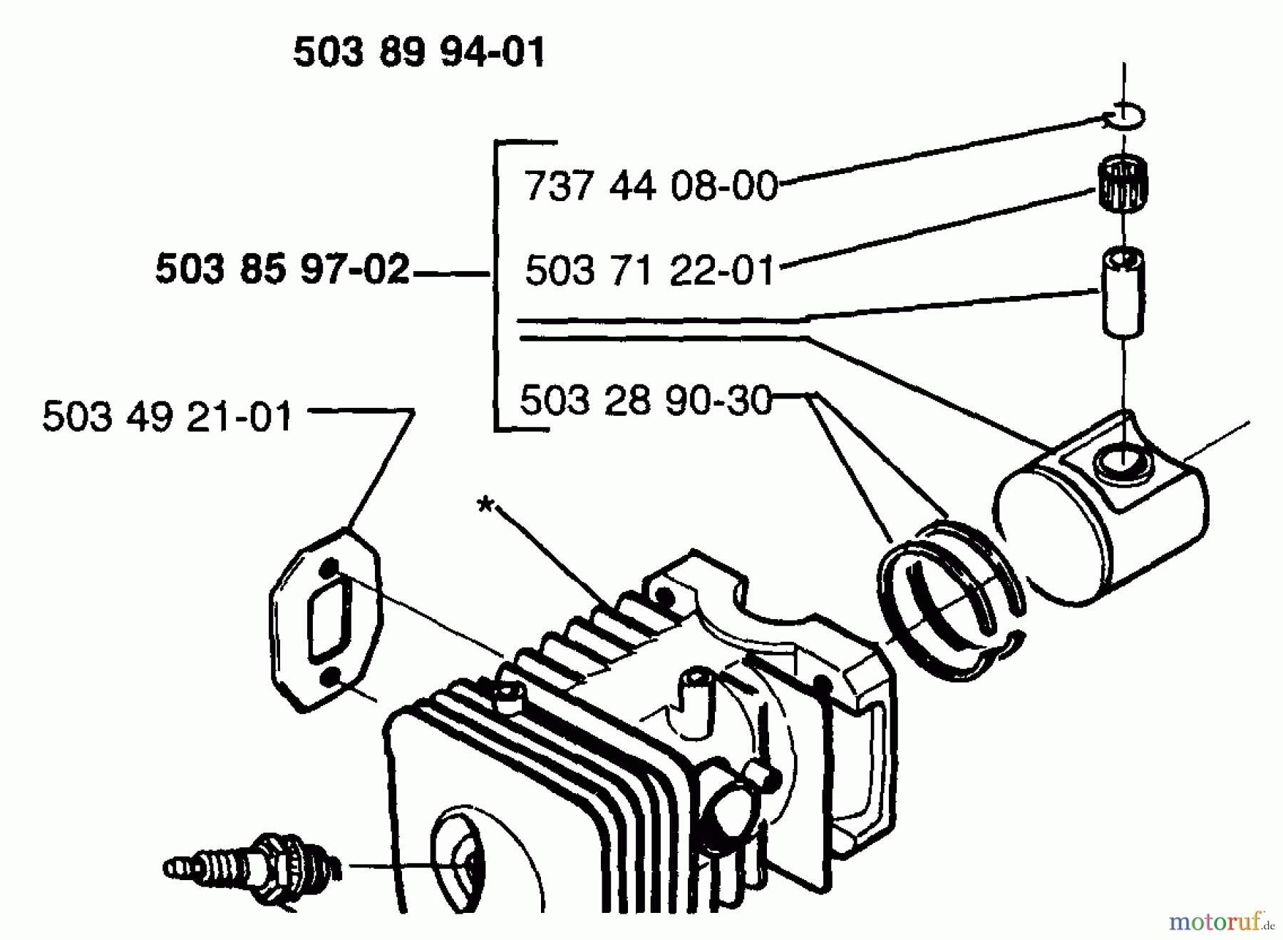  Husqvarna Bläser / Sauger / Häcksler / Mulchgeräte 225 HBV - Husqvarna Handheld Blower Vacuum (1996-09 to 1997-01) Piston/Cylinder