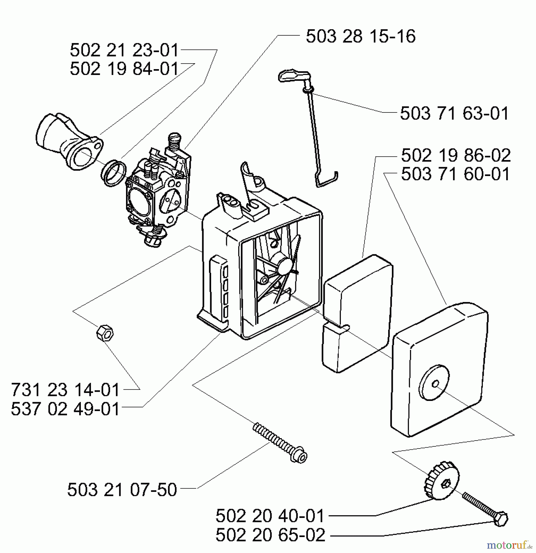  Husqvarna Bläser / Sauger / Häcksler / Mulchgeräte 225 HBV - Husqvarna Handheld Blower Vacuum (2000-01 & After) Air Filter/Carburetor