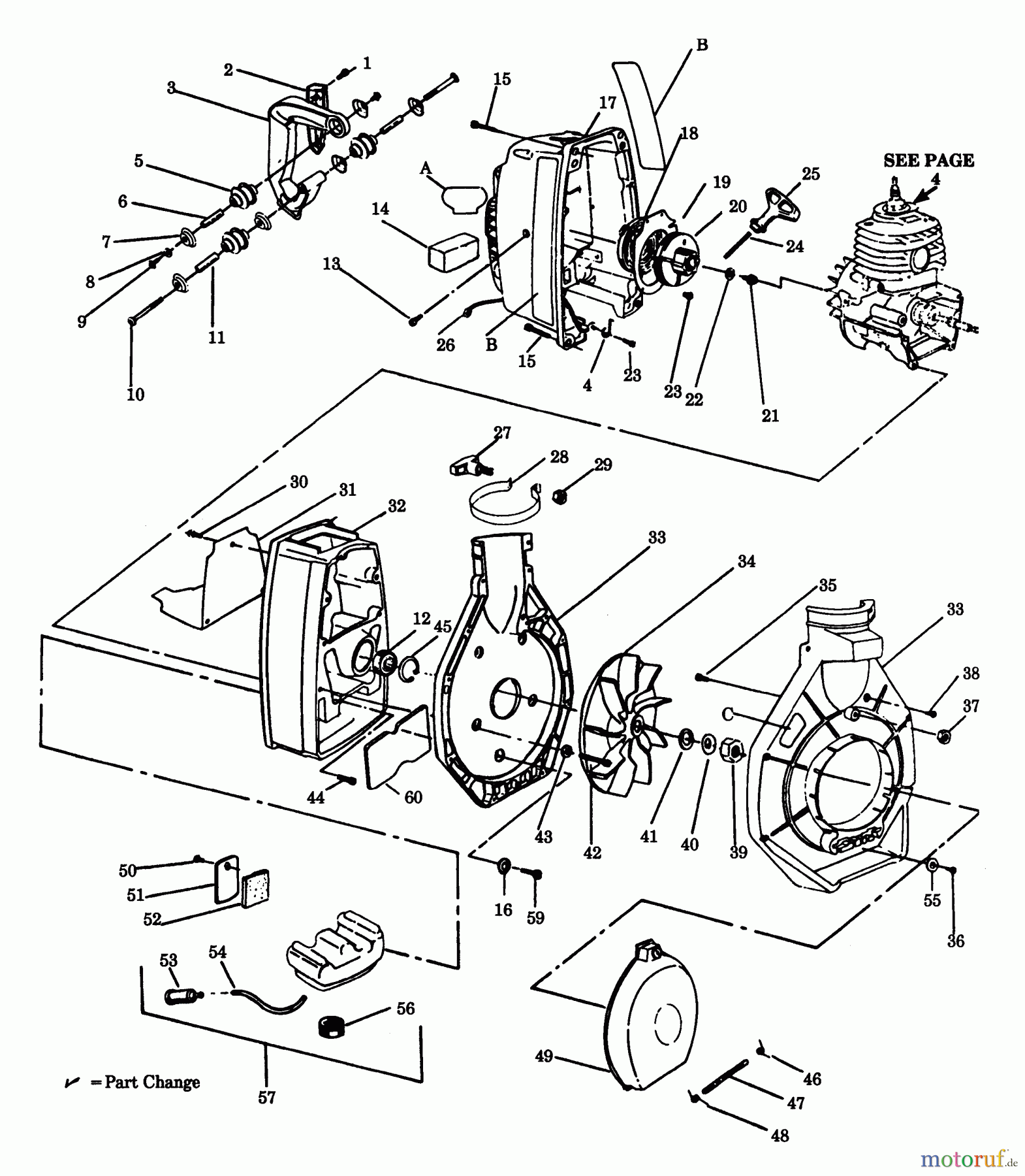  Husqvarna Bläser / Sauger / Häcksler / Mulchgeräte 28 HBV - Husqvarna Handheld Blower Vacuum (1988-01 & After) Housing/Impeller