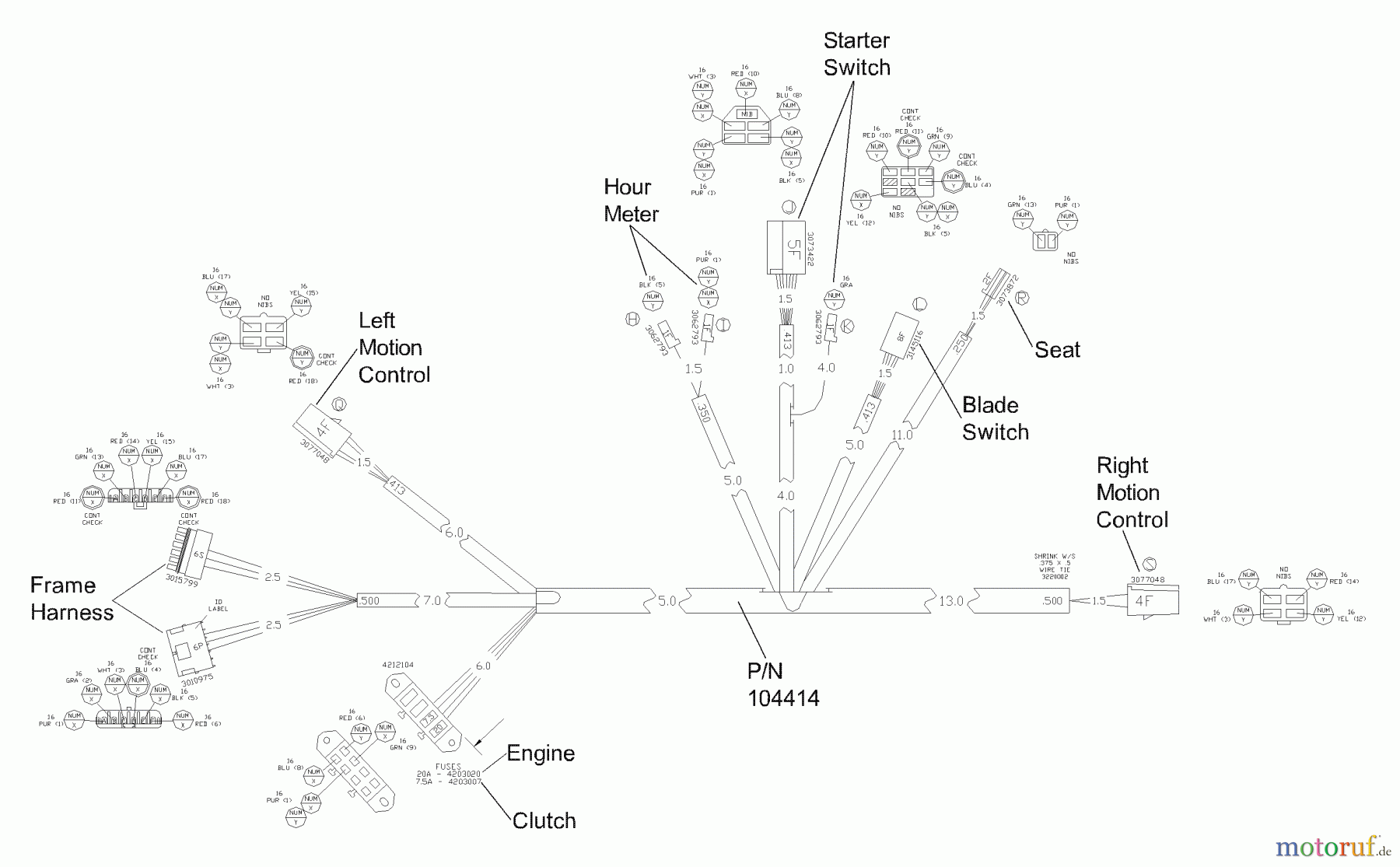  Husqvarna Nullwendekreismäher, Zero-Turn iZ 4217 SKAA (968999229) - Husqvarna Zero-Turn Mower (2004-09 & After) (SN: 033600000 & Up) Wiring Diagram - Console Harness