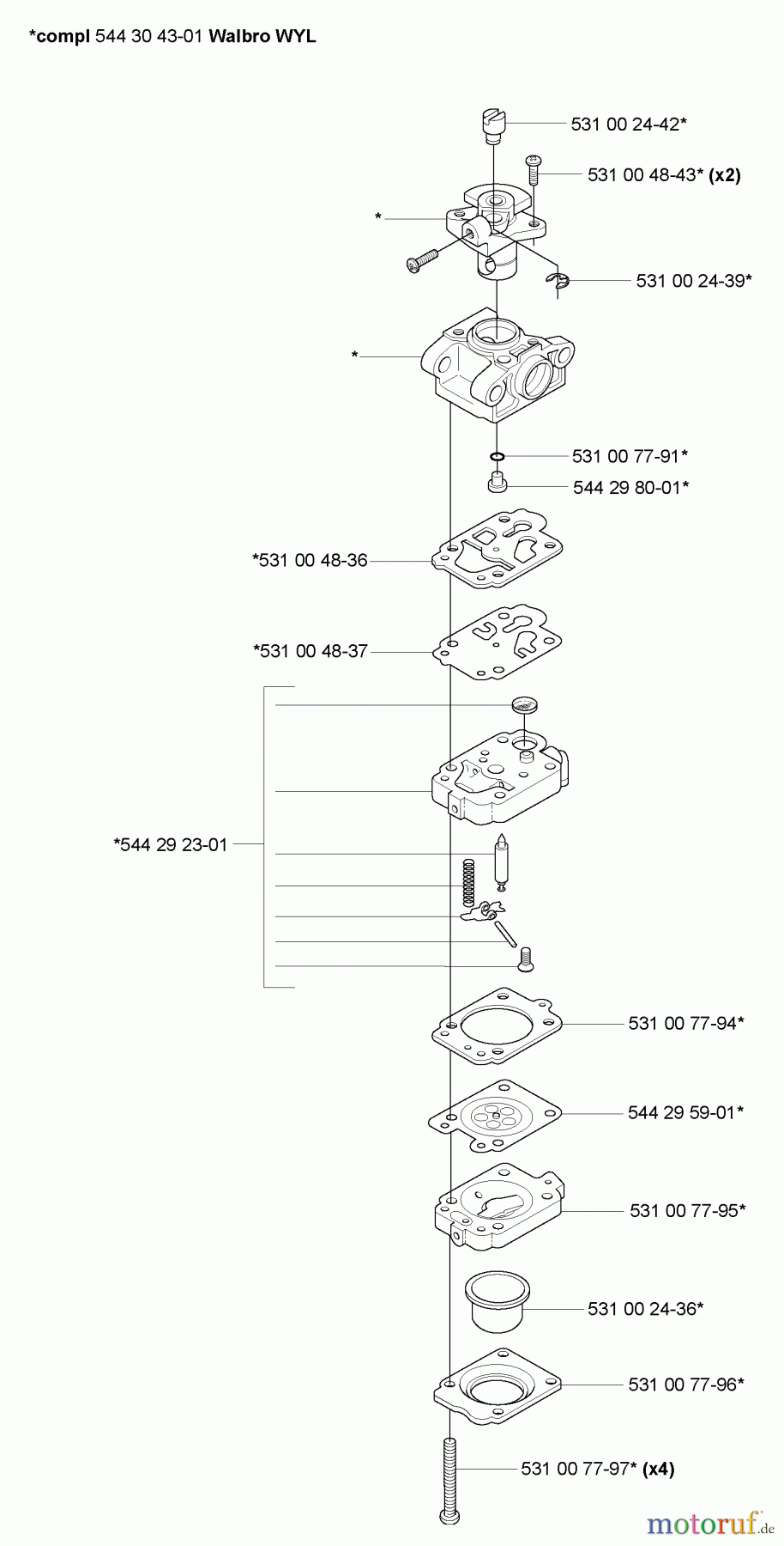  Husqvarna Heckenscheren 123 HD 60 - Husqvarna Hedge Trimmer (2007-02 to 2010-01) Carburetor Parts (Walbro WYL)