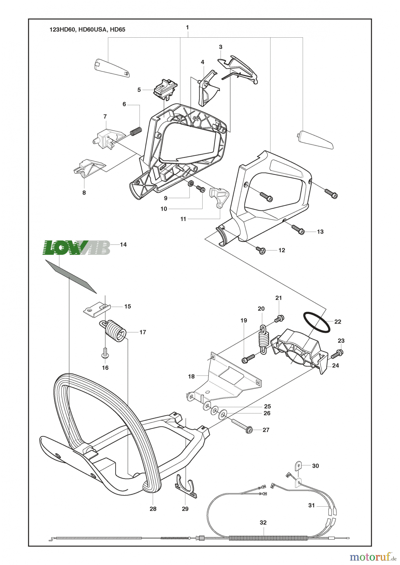  Husqvarna Heckenscheren 123 HD 65X - Husqvarna Hedge Trimmer (2010-02 & After) Handle