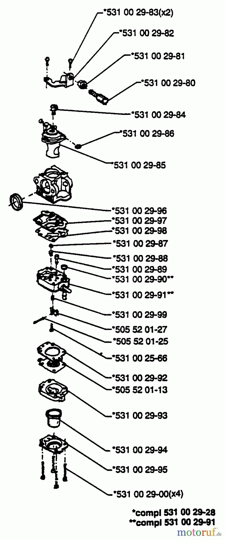  Husqvarna Heckenscheren 25 H - Husqvarna Hedge Trimmer (1993-01 & After) Carburetor Parts