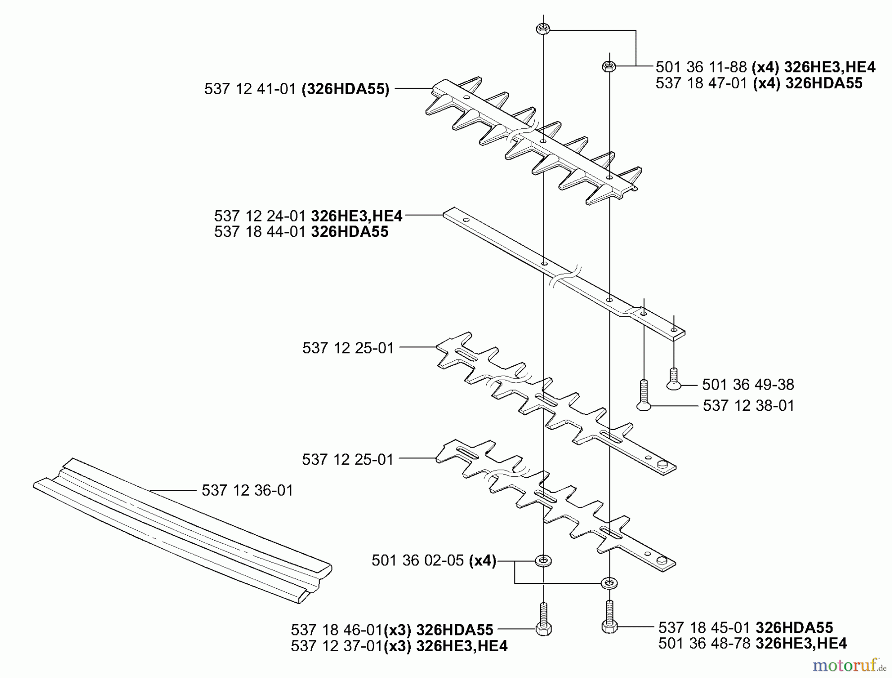  Husqvarna Heckenscheren 326 HE 4 - Husqvarna Hedge Trimmer (E-tech 2 & After) Blades