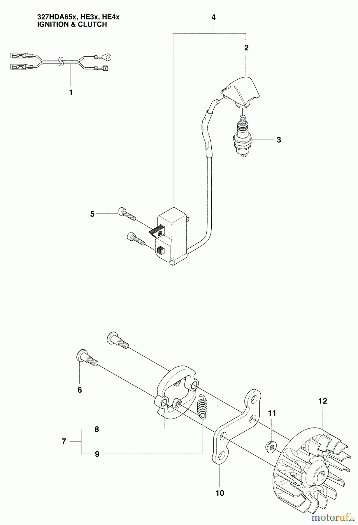  Husqvarna Heckenscheren 327 HE 4X - Husqvarna Hedge Trimmer (2009-04 & After) Ignition & Clutch