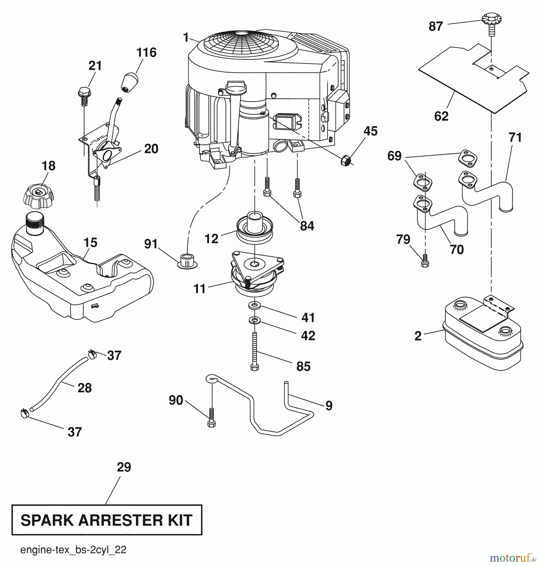  Husqvarna Rasen und Garten Traktoren 2042LS (96043006200) - Husqvarna Lawn Tractor (2008-11 & After) Engine / Fuel Tank