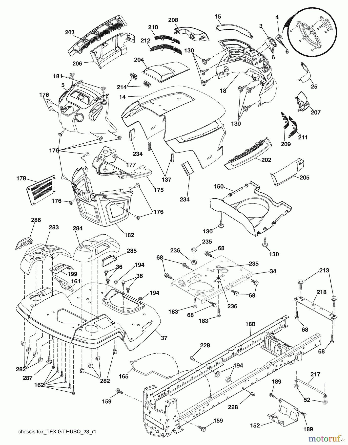 Husqvarna Rasen und Garten Traktoren 2246LS (96043007600) - Husqvarna Lawn Tractor (2008-12 & After) (California) Chassis