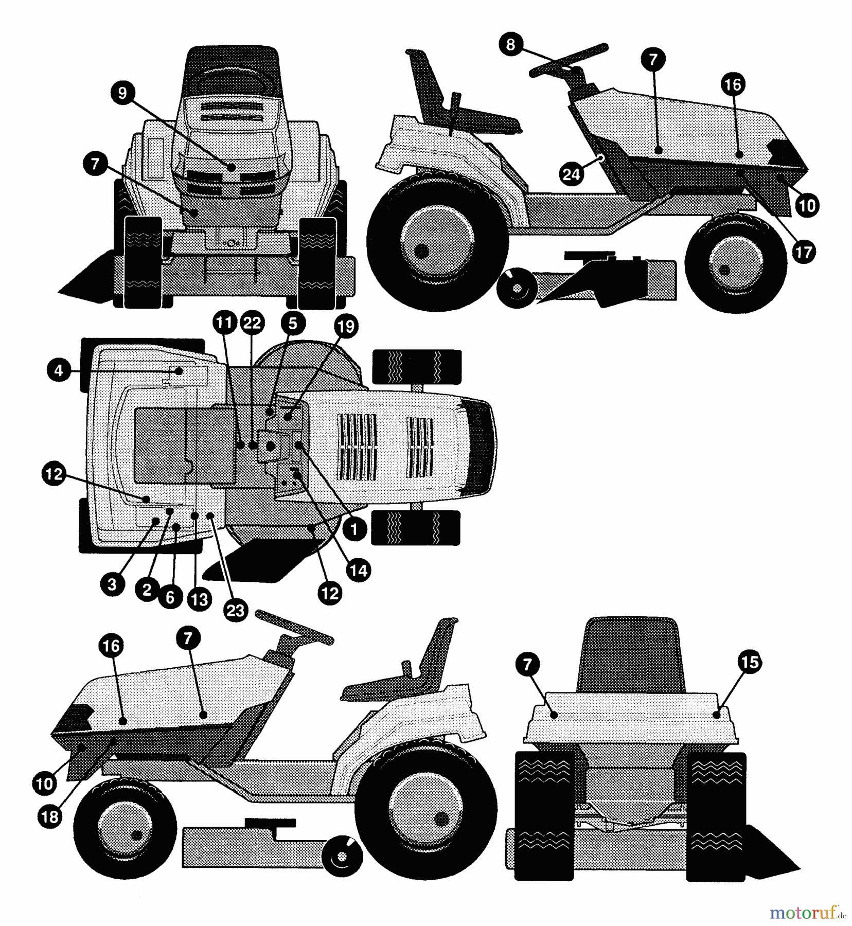  Husqvarna Rasen und Garten Traktoren 4125H - Husqvarna Lawn Tractor (1992-01 & After) Decal