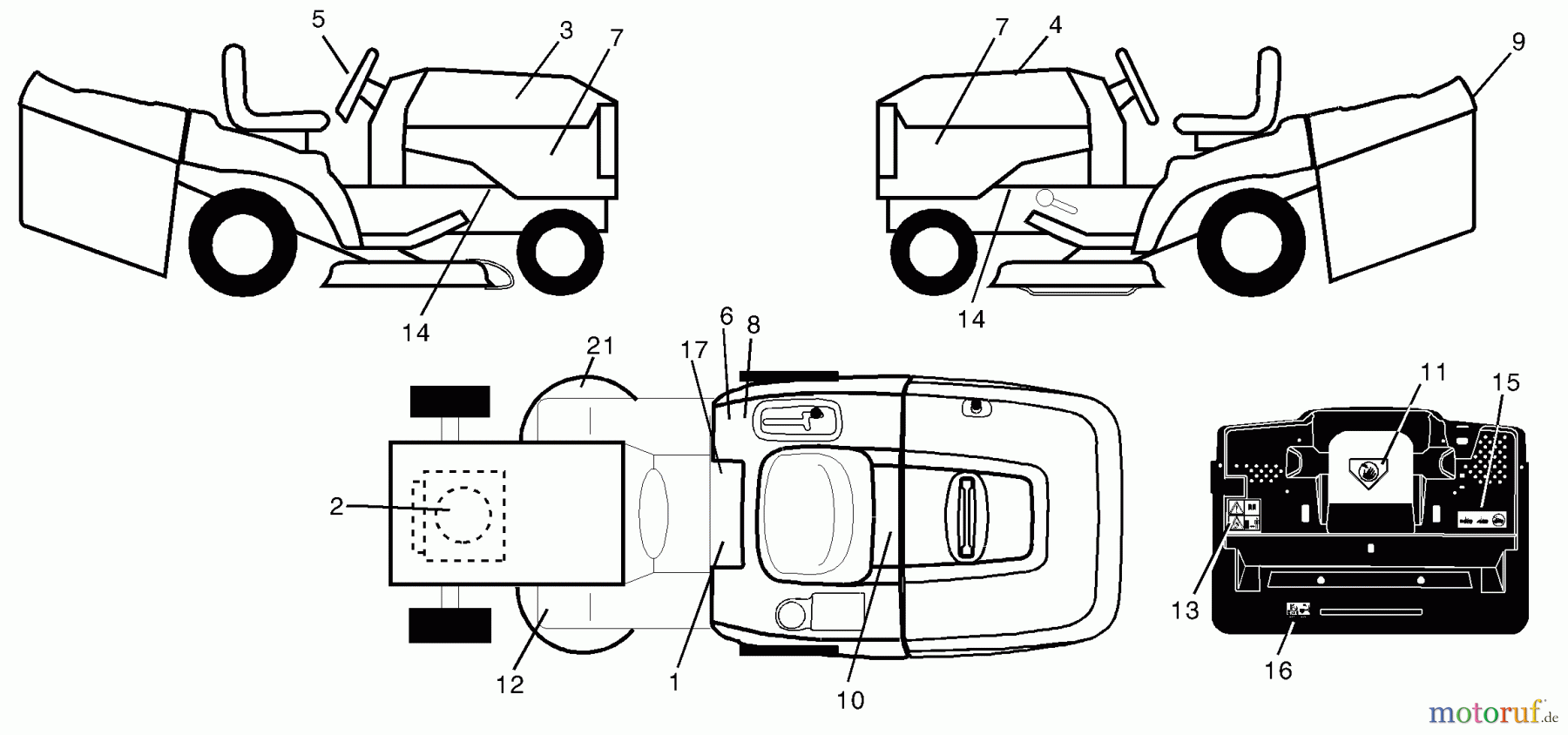  Husqvarna Rasen und Garten Traktoren CT 130 (954170017) (HECT130C) - Husqvarna Lawn Tractor (2000-02 to 2001-07) Decals