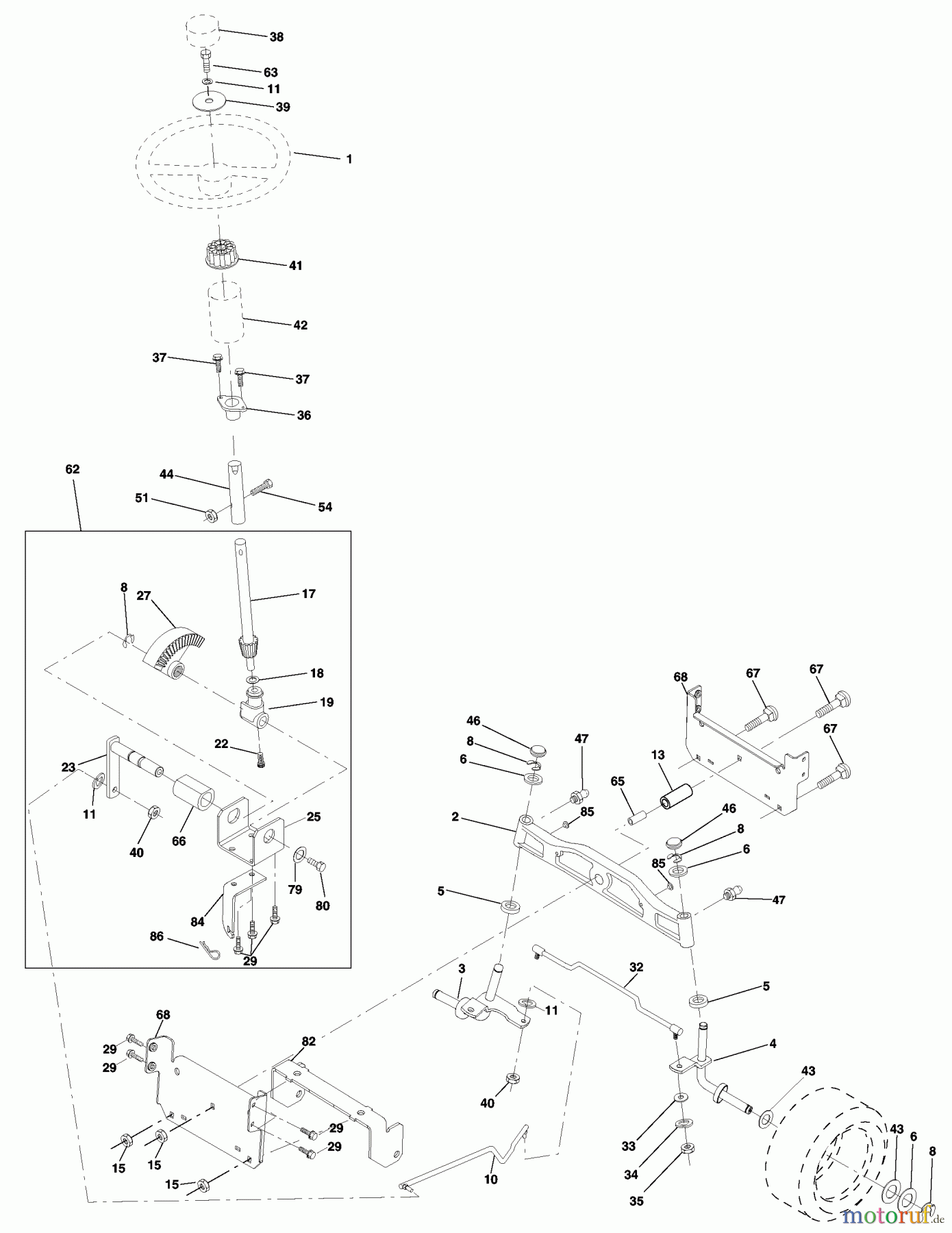  Husqvarna Rasen und Garten Traktoren CT 130 (954170017) (HECT130C) - Husqvarna Lawn Tractor (2000-02 to 2001-07) Steering Assembly