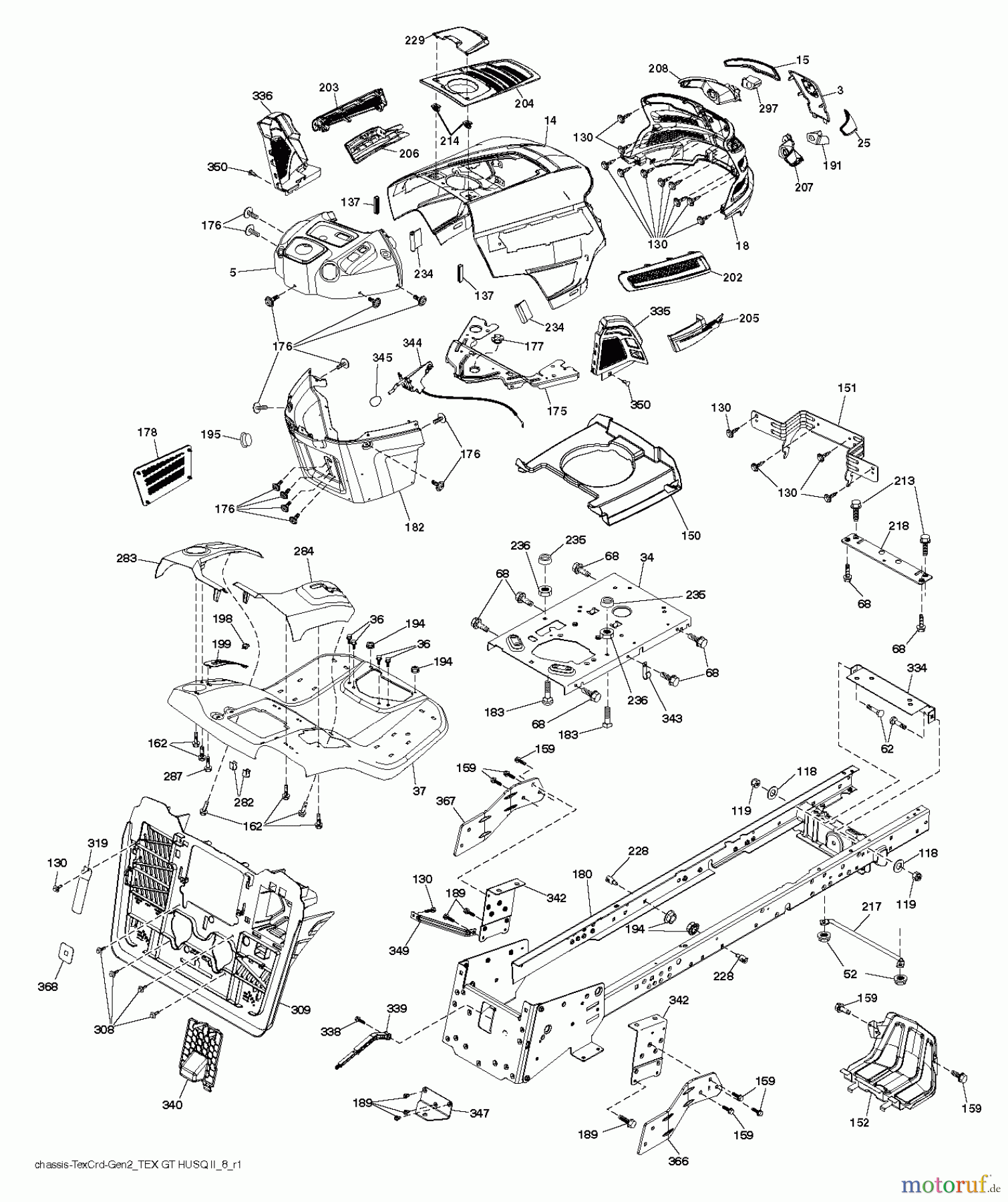  Husqvarna Rasen und Garten Traktoren CTH 164T (96051010700) - Husqvarna Lawn Tractor (2013-07) CHASSIS / FRAME