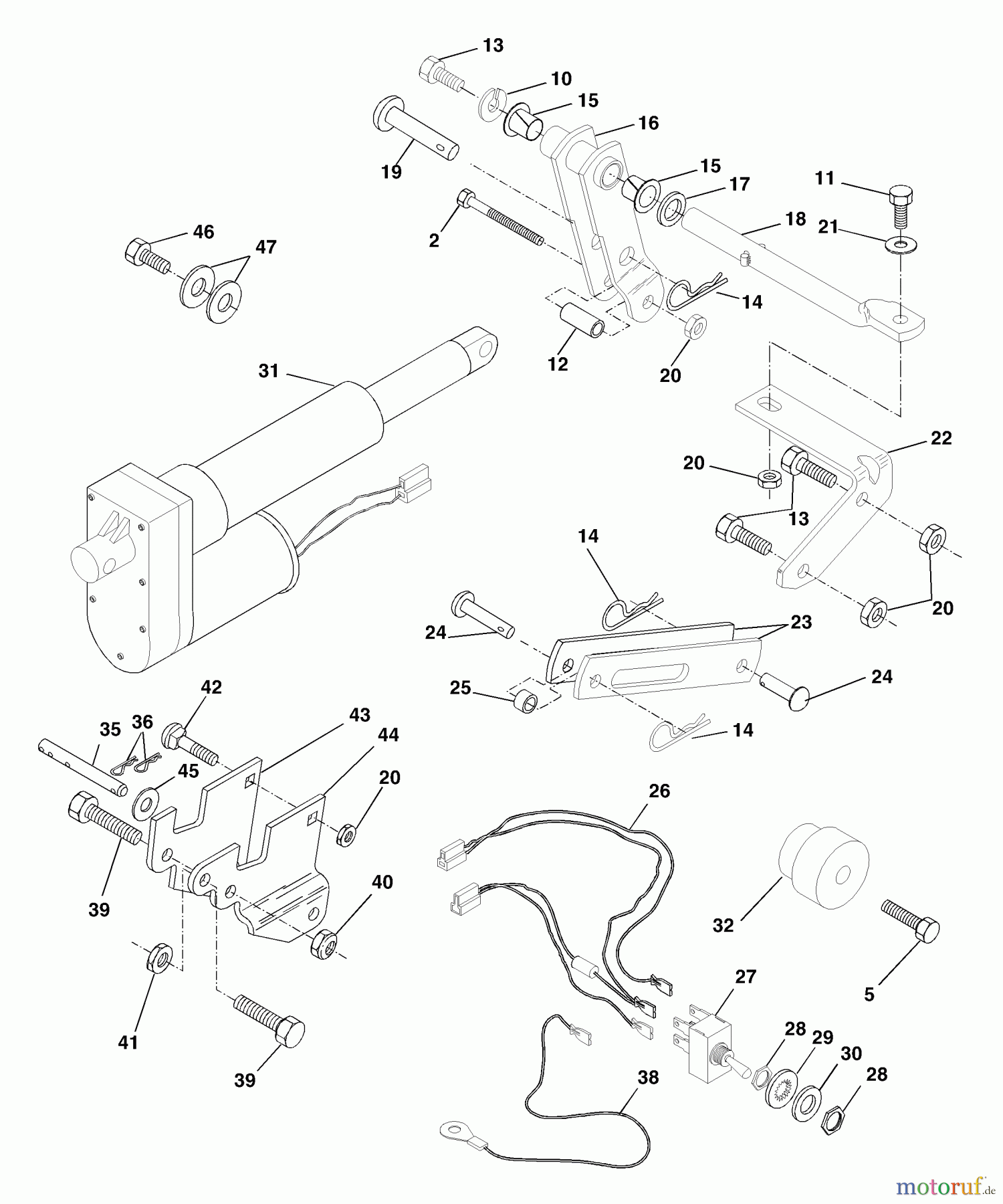  Husqvarna Zubehör, Rasenmäher / Mäher EAV 20A - Husqvarna Electric Lift Kit for Hydro Tractors W/Side Mounted Pulley (2001-05 & After) Automatic Drive (W/Side Mounted Transaxle Pulley)