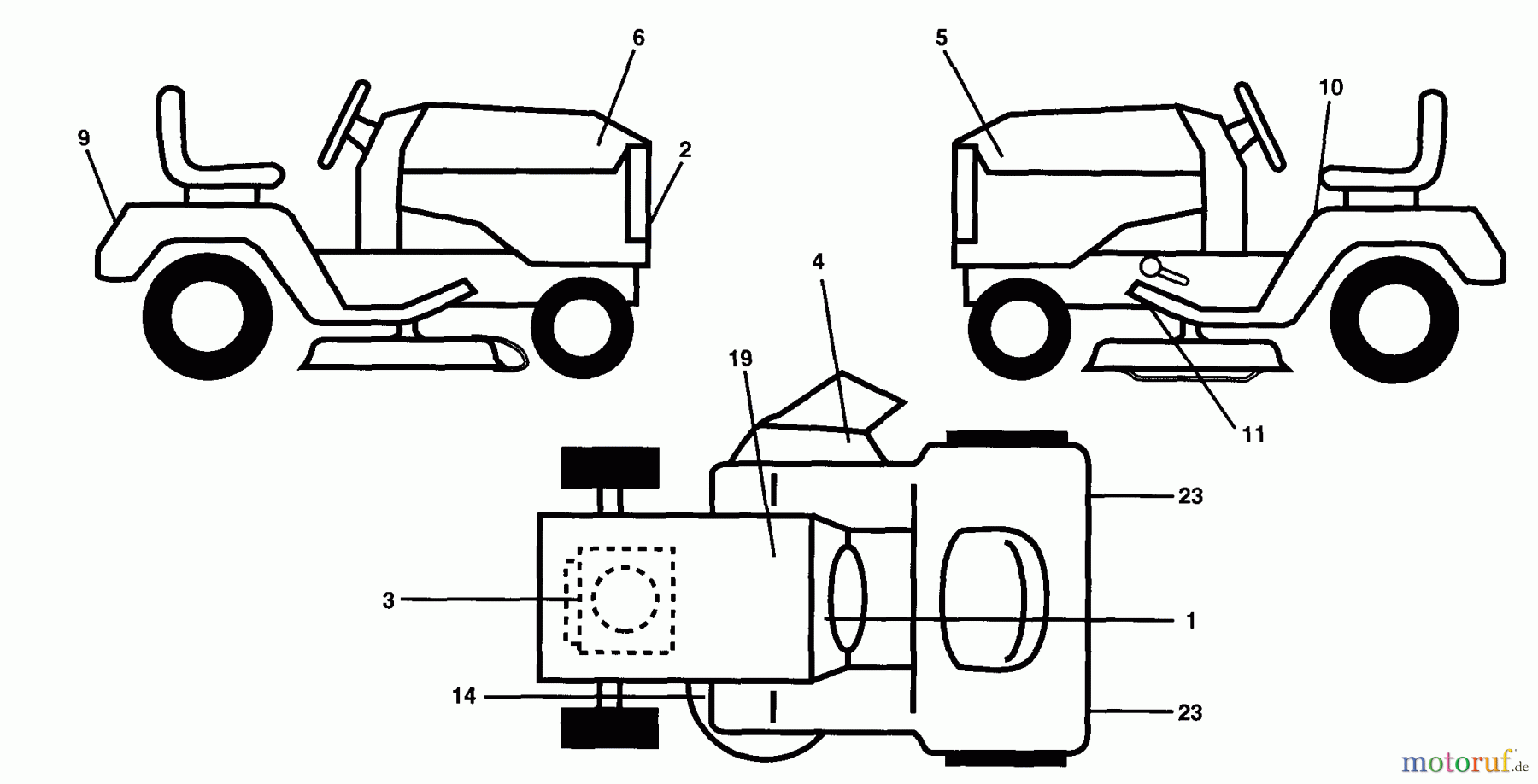  Husqvarna Rasen und Garten Traktoren GT 200 (954140011A) - Husqvarna Garden Tractor (1997-12 & After) Decals