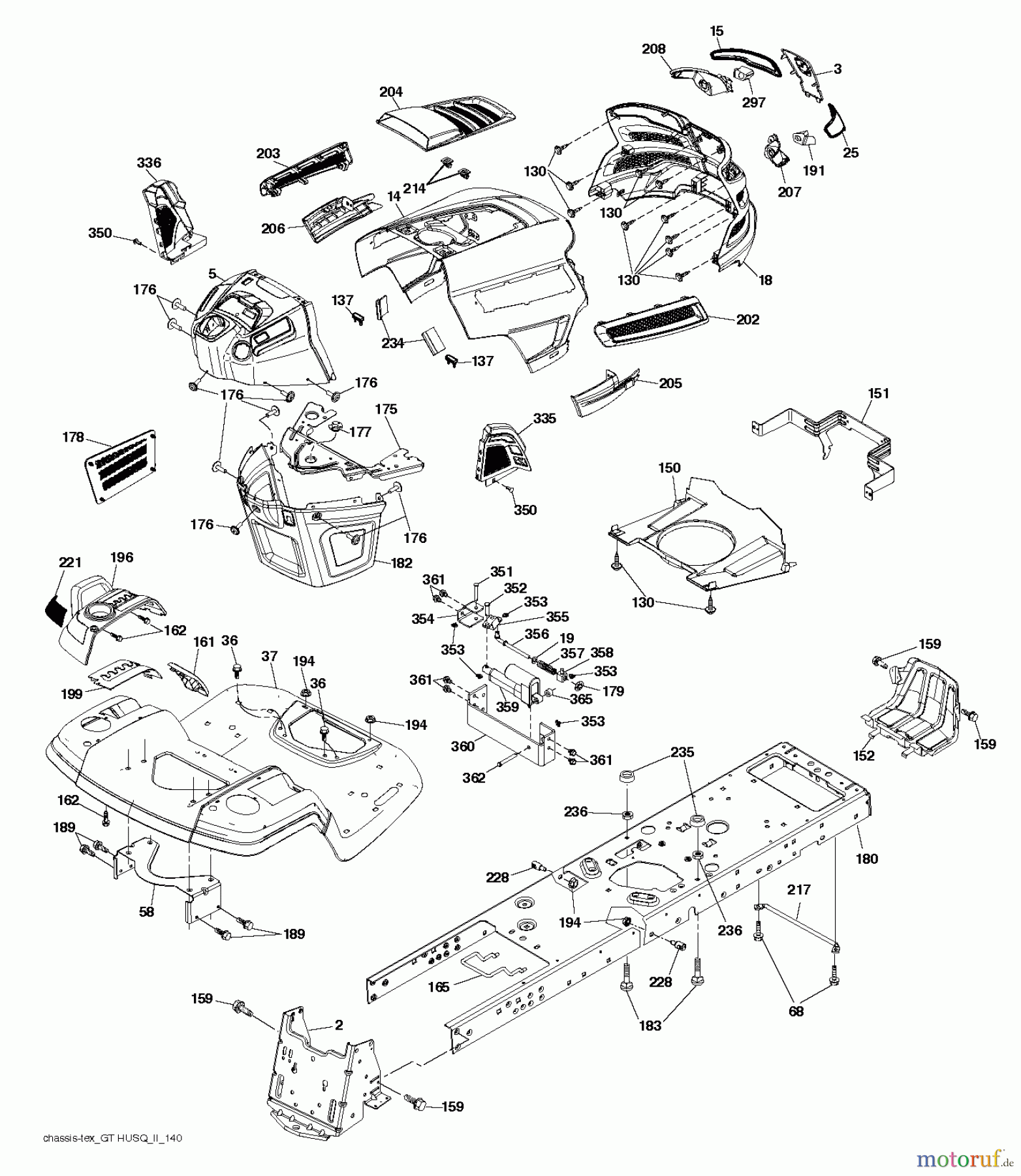  Husqvarna Rasen und Garten Traktoren GT 48XLS (96043015800) - Husqvarna Garden Tractor (2012-10 & After) CHASSIS ENCLOSURES