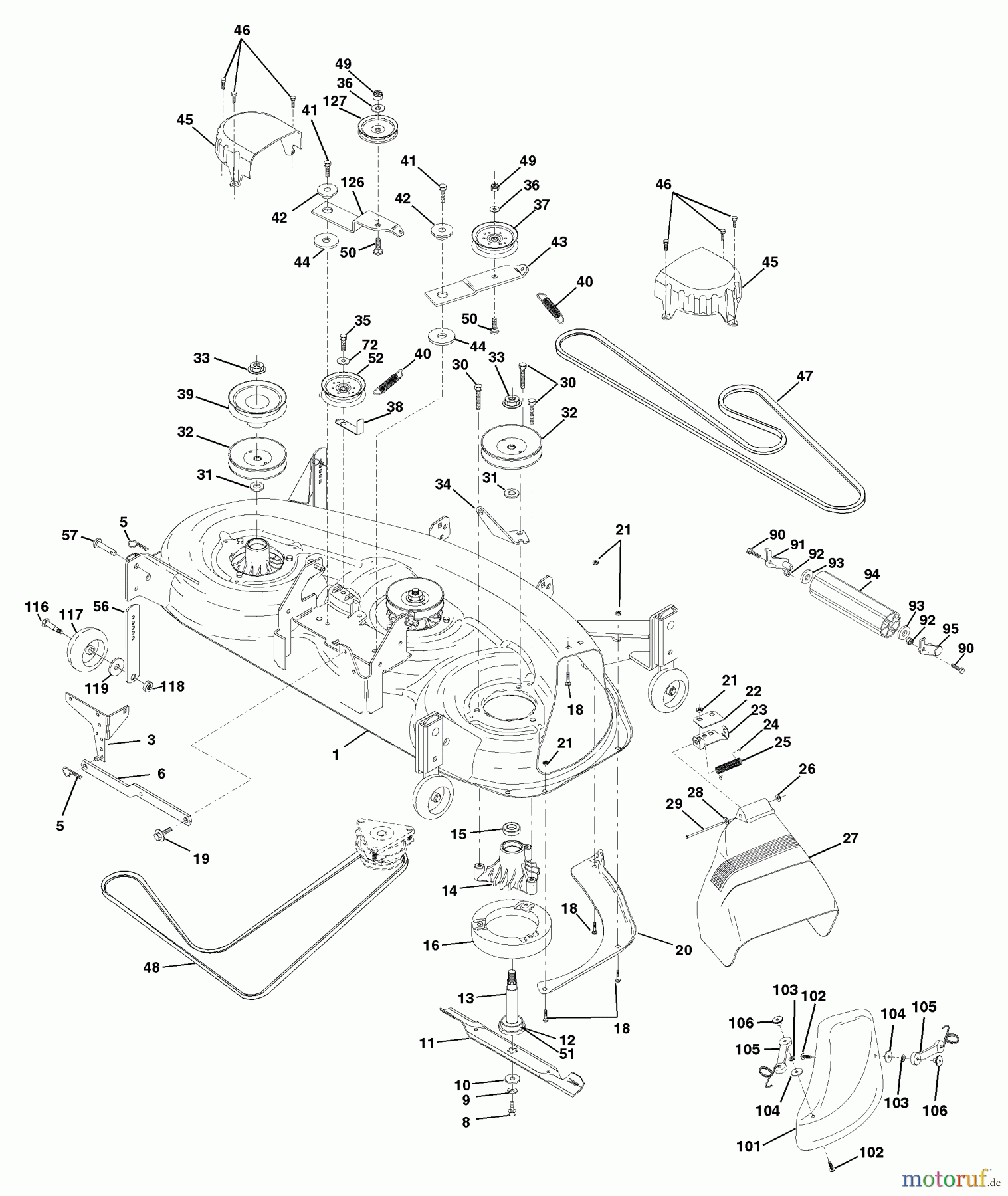  Husqvarna Rasen und Garten Traktoren GTH 200 (954140046D) - Husqvarna Garden Tractor (1999-05 & After) Mower Deck